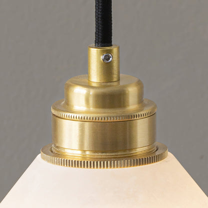 Conical Brass Alabaster Pendant Lamp, view 10