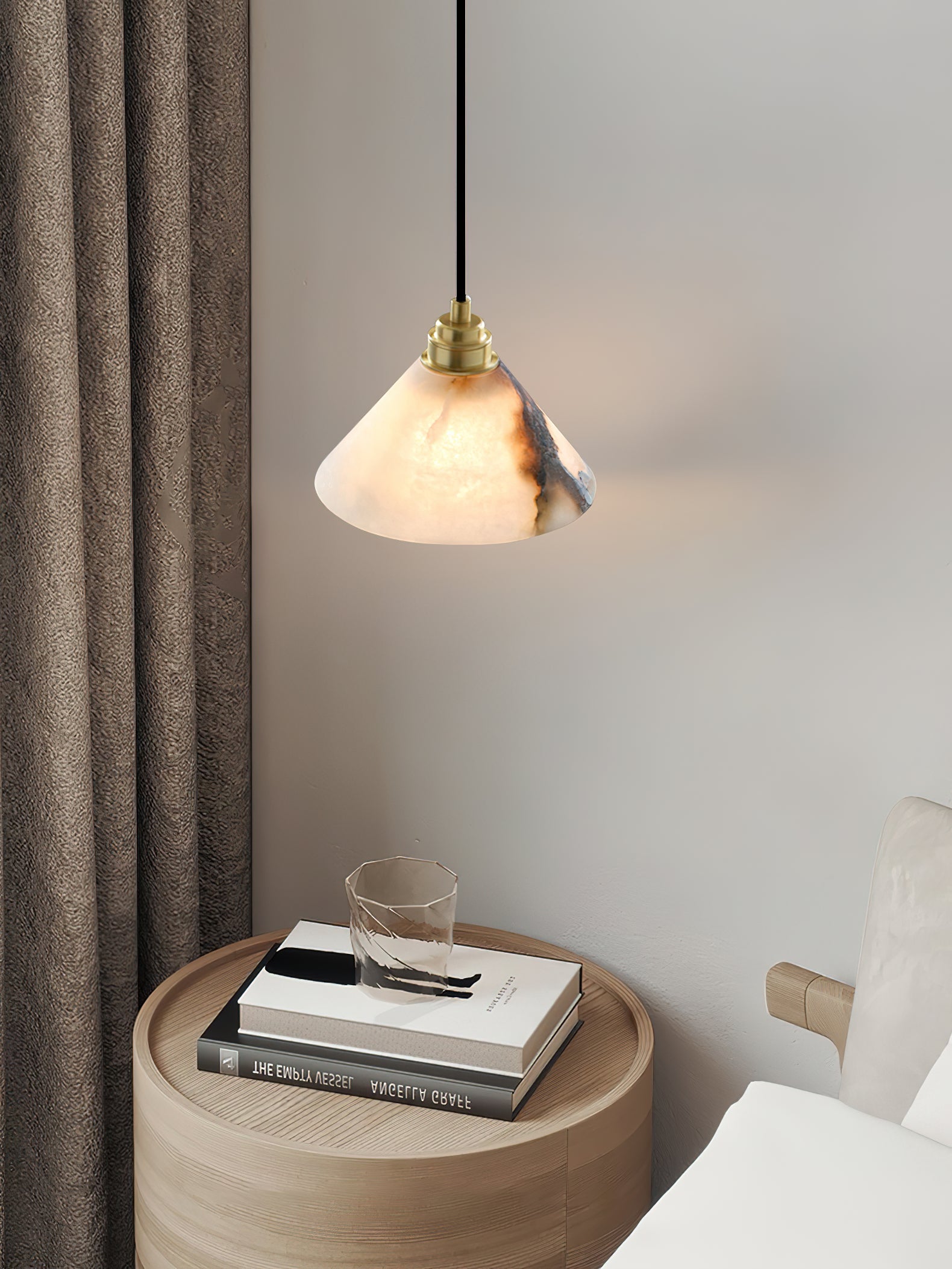 Conical Brass Alabaster Pendant Lamp, view 4