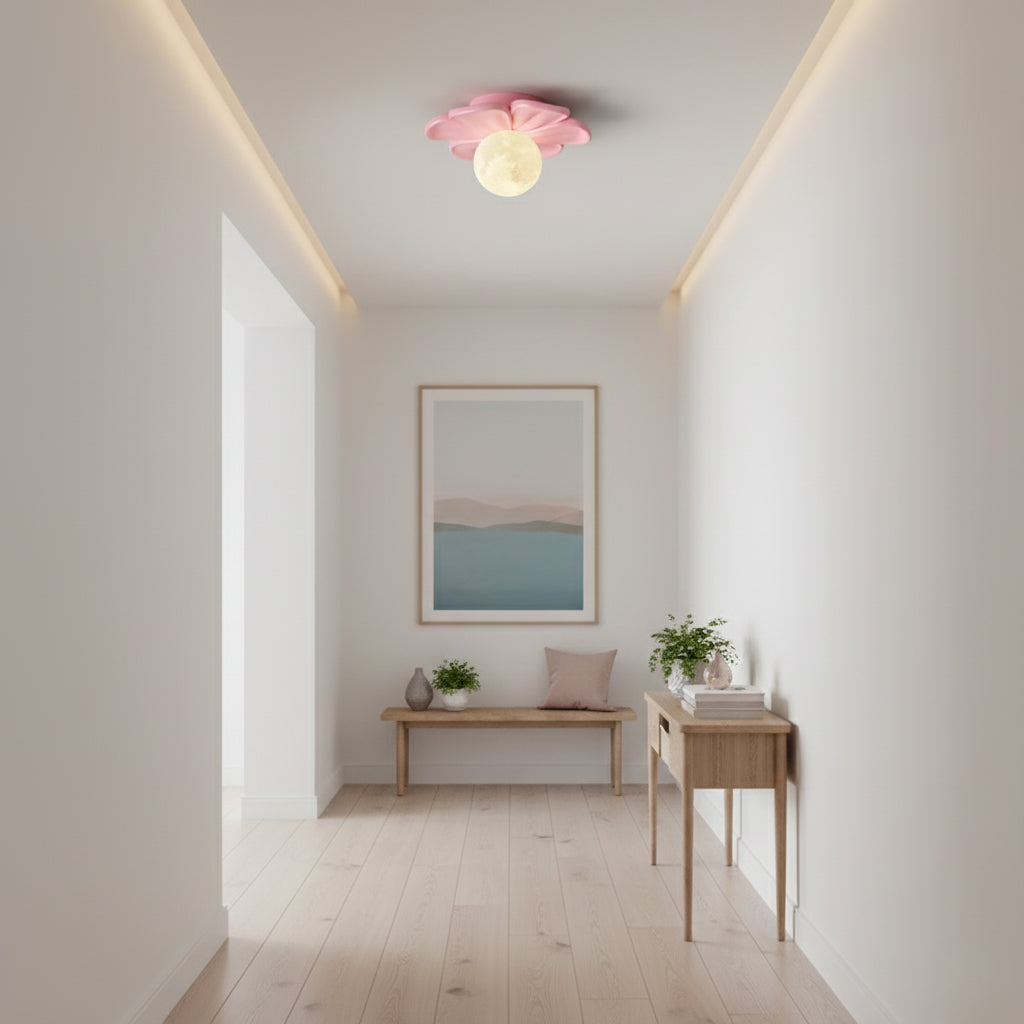 Cream Bloom Flower Ceiling Lamp, detail