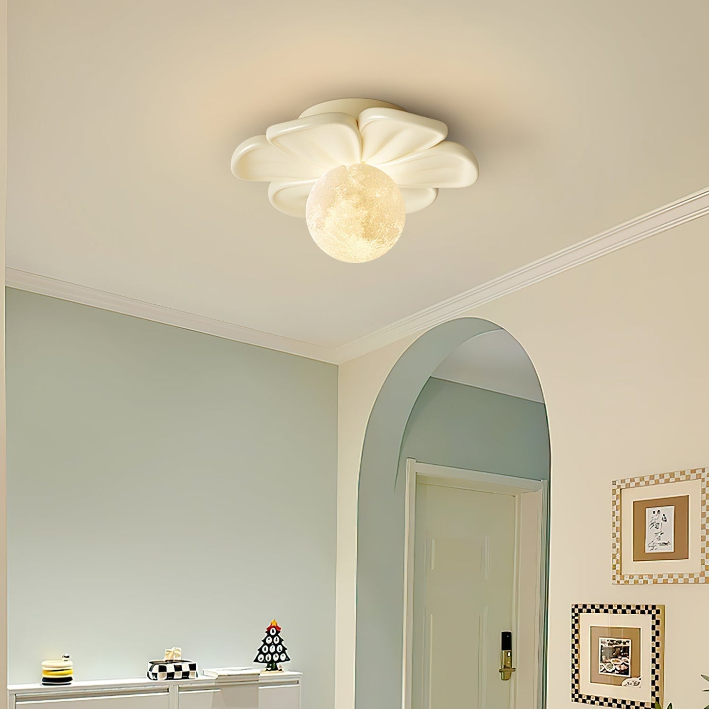 Cream Bloom Flower Ceiling Lamp, view 9