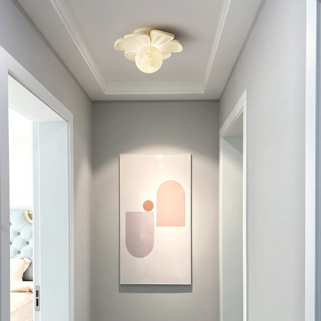 Cream Bloom Flower Ceiling Lamp, view 10