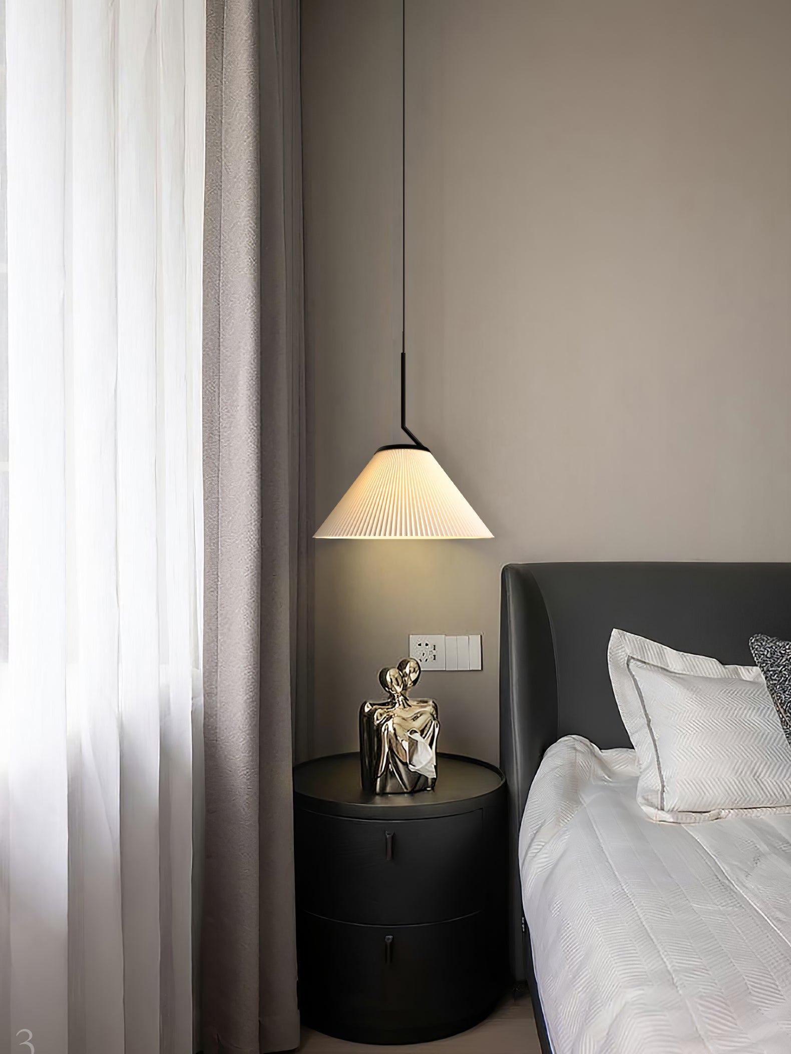Demare Pleated Pendant Lamp, view 15