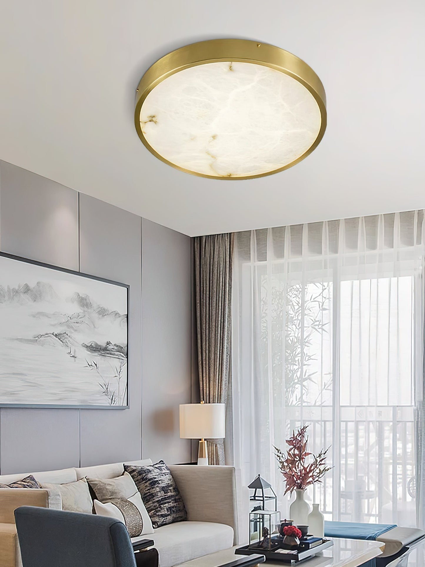 Geometric Alabaster Recessed Ceiling Light, view 9