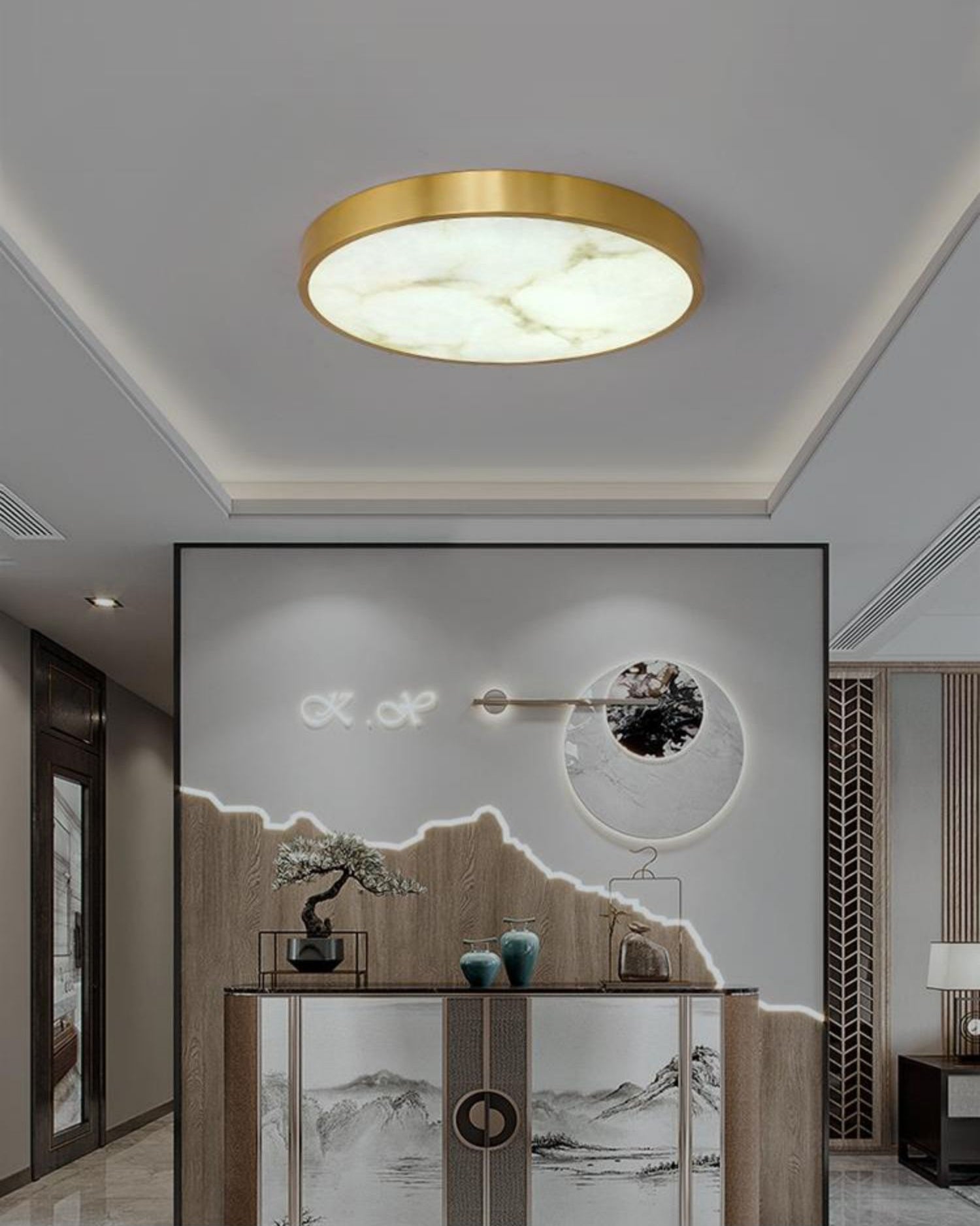 Geometric Alabaster Recessed Ceiling Light, view 10