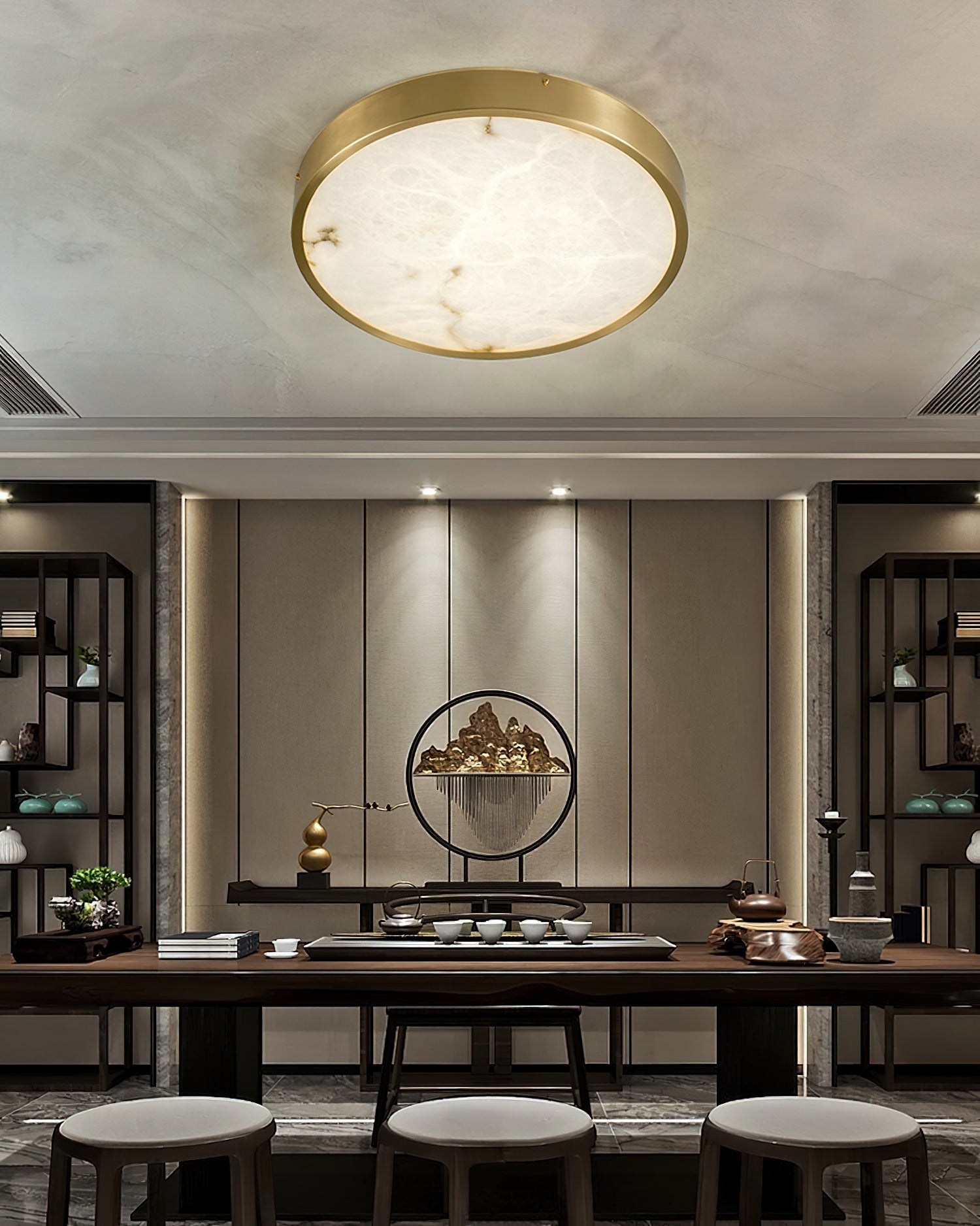 Geometric Alabaster Recessed Ceiling Light, view 15