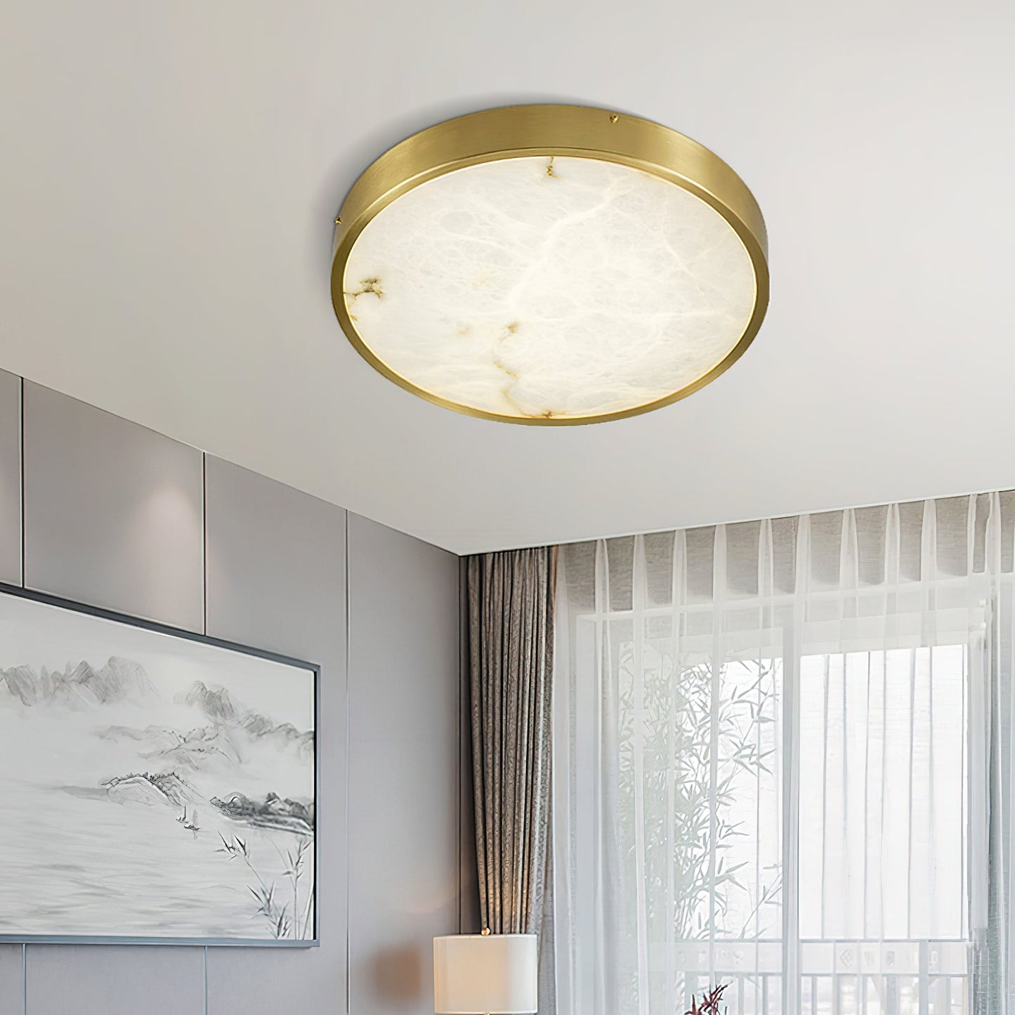 Geometric Alabaster Recessed Ceiling Light, alternate view