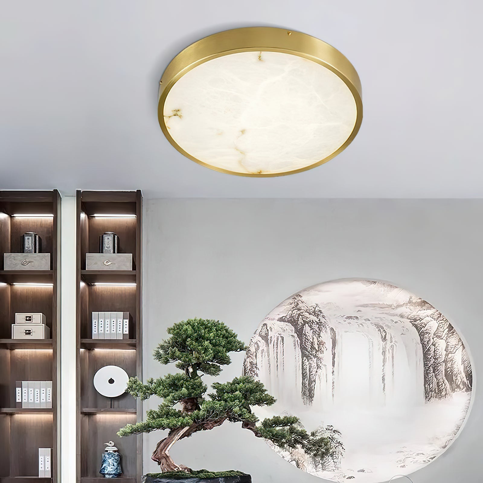 Geometric Alabaster Recessed Ceiling Light, detail