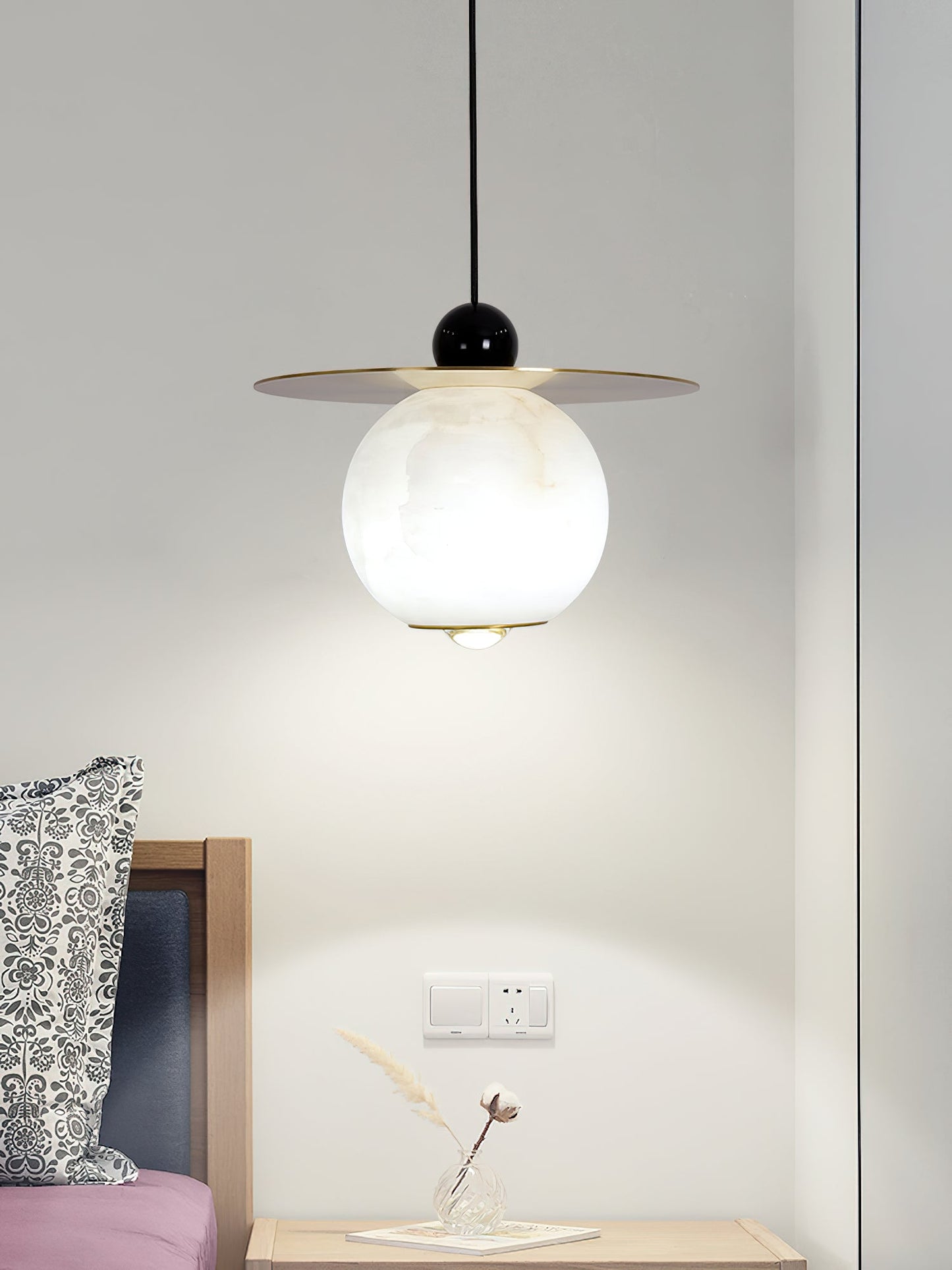 Helios Cord Alabaster Pendant Light, view 15