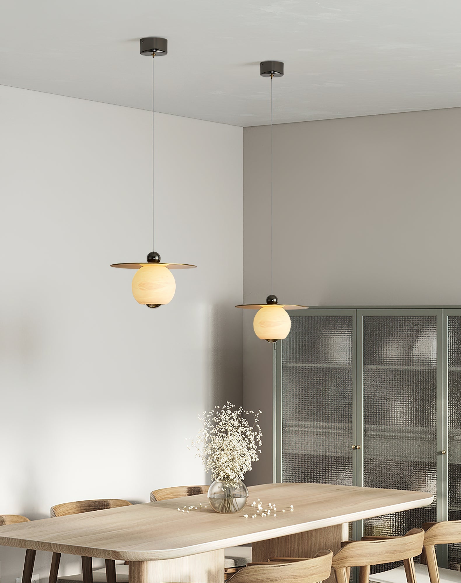 Helios Cord Alabaster Pendant Light, view 5