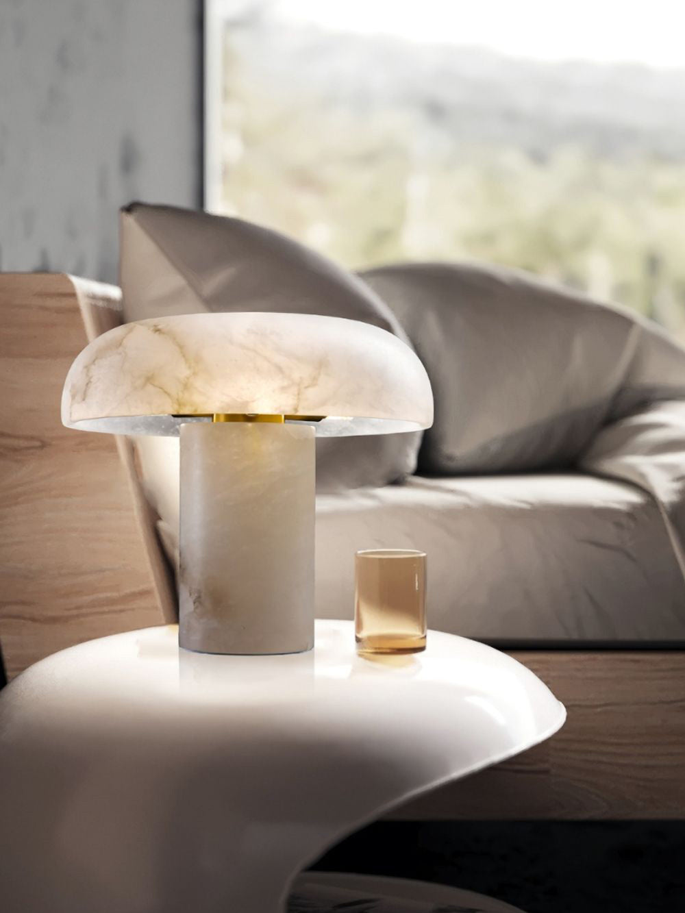 Mushroom Type Alabaster Table Lamp, view 14