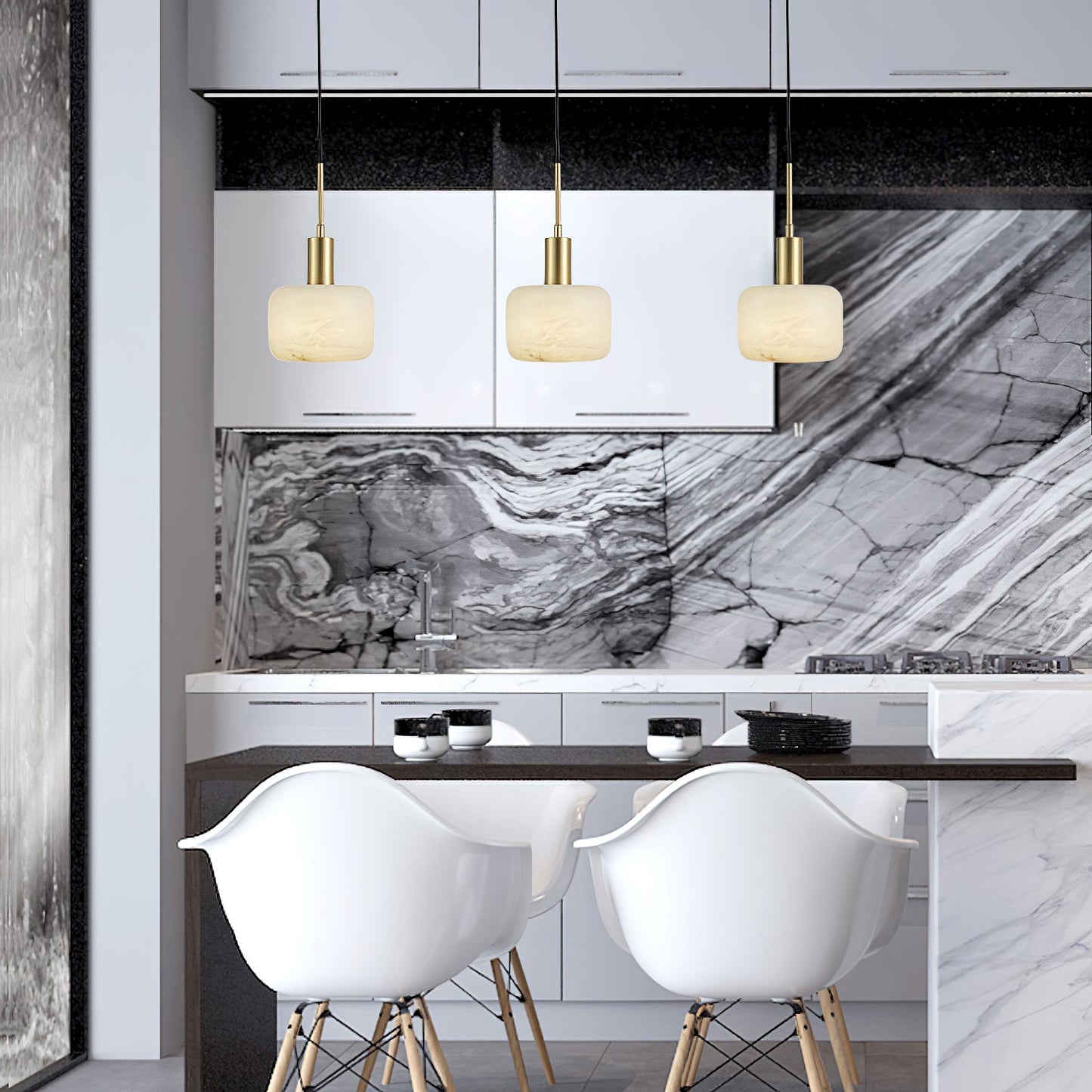 Natural Alabaster Small Pendant Light – Dimmable, view 5