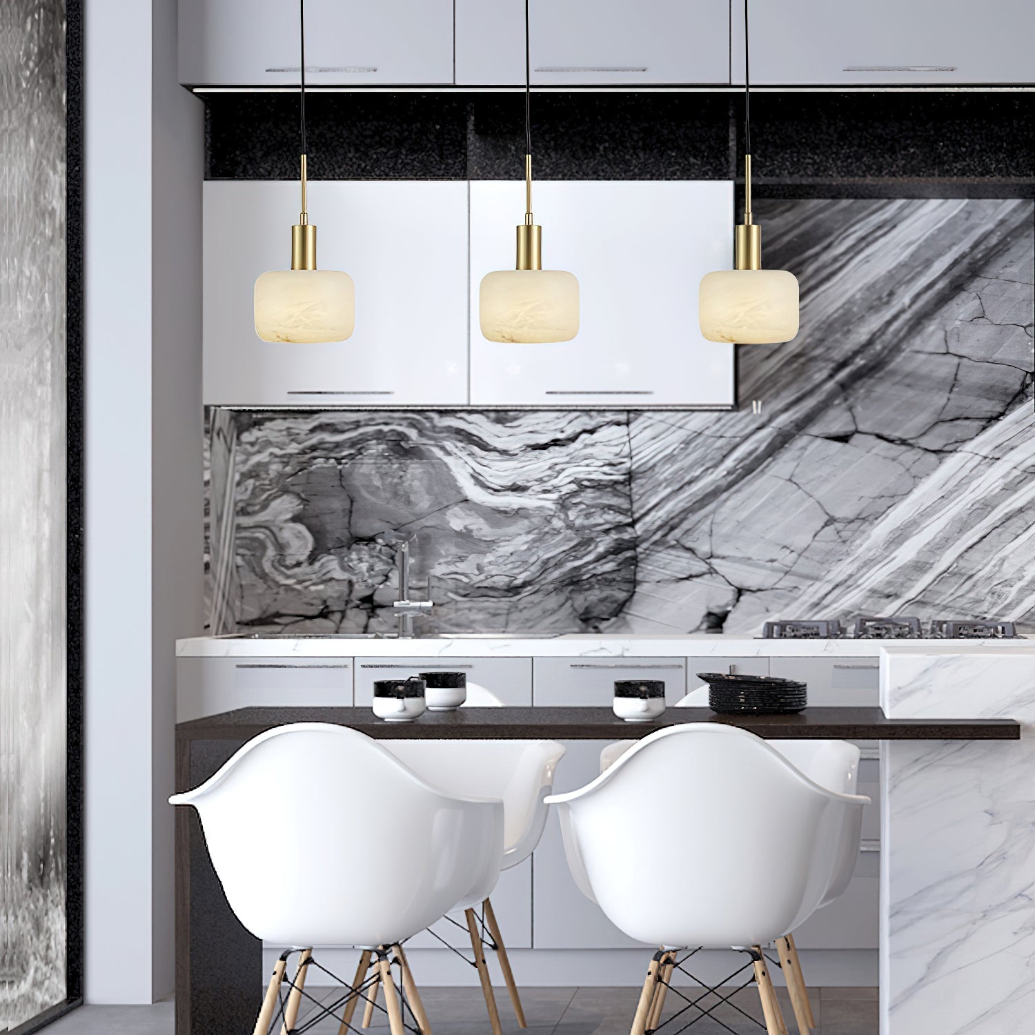 Natural Alabaster Small Pendant Light – Dimmable, view 5