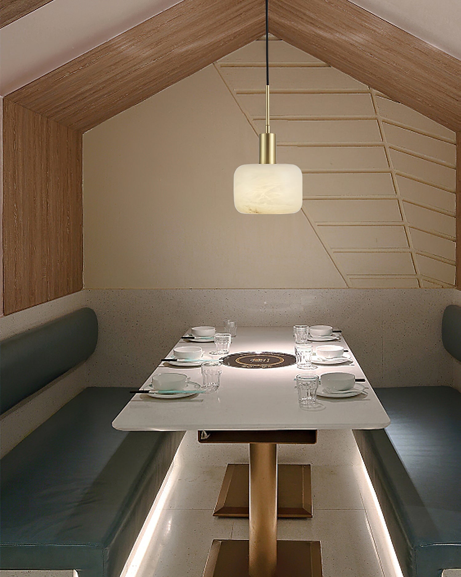 Natural Alabaster Small Pendant Light – Dimmable, view 7