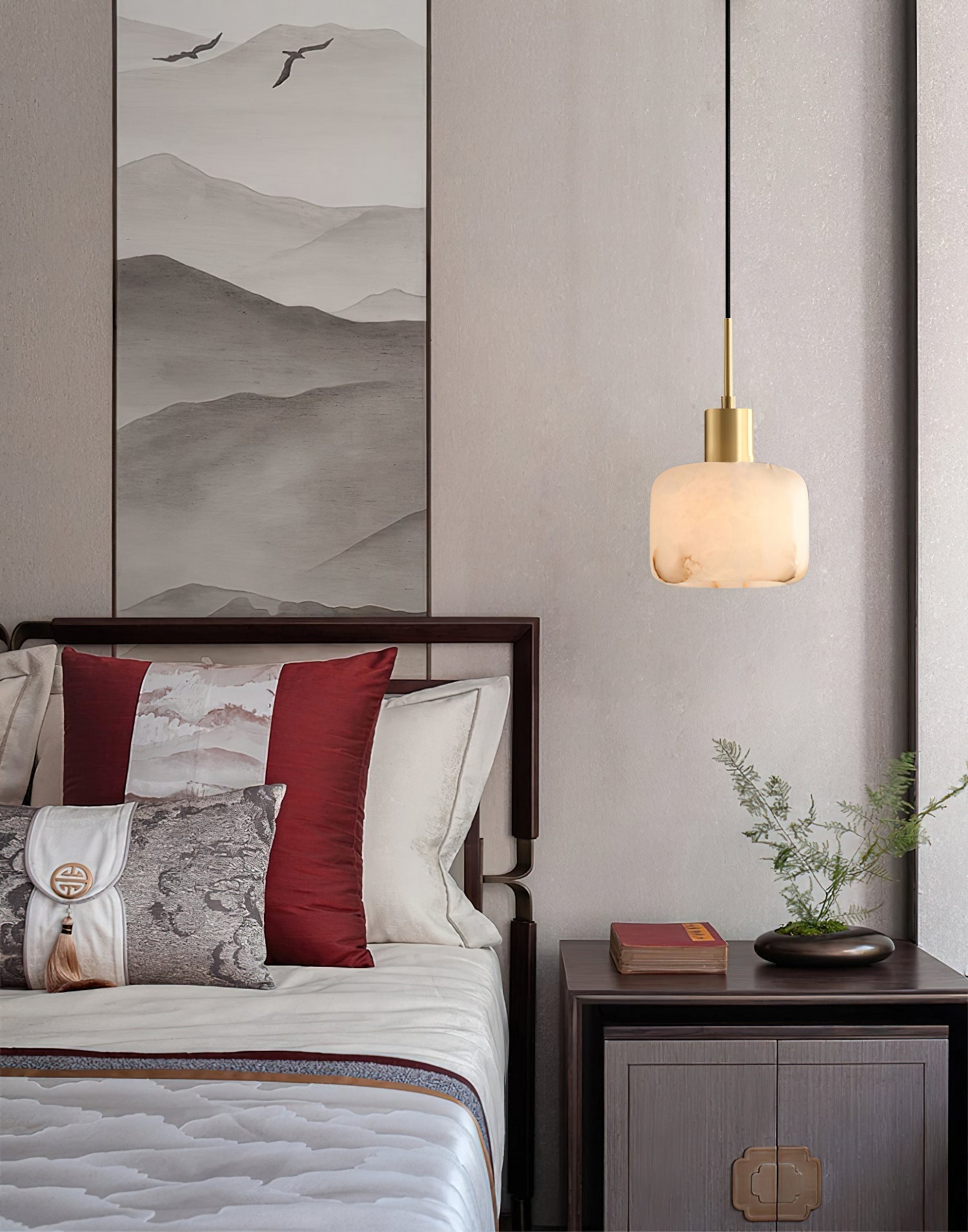 Natural Alabaster Small Pendant Light – Dimmable, view 8
