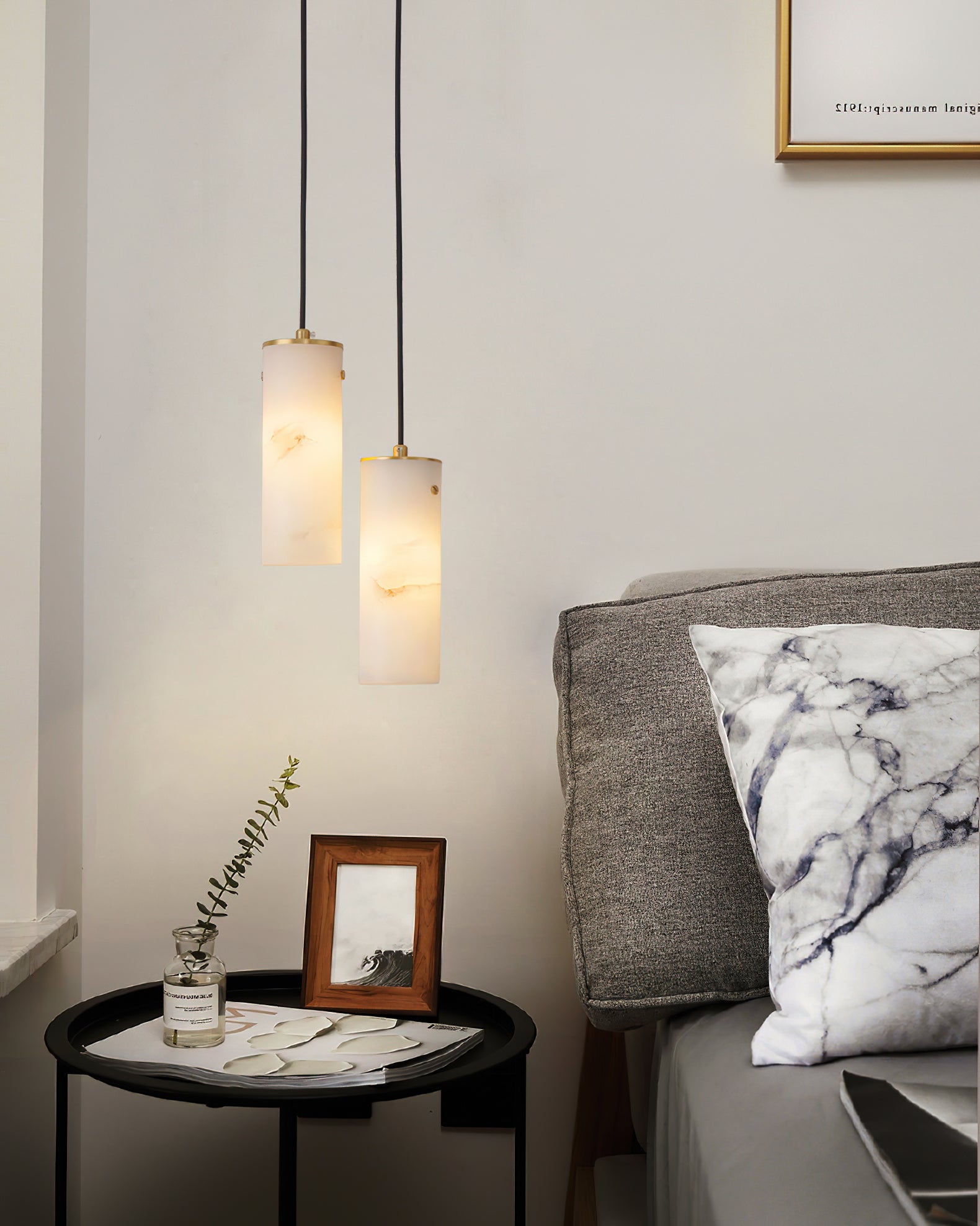 Nula Vertical Alabaster Pendant Light, view 5