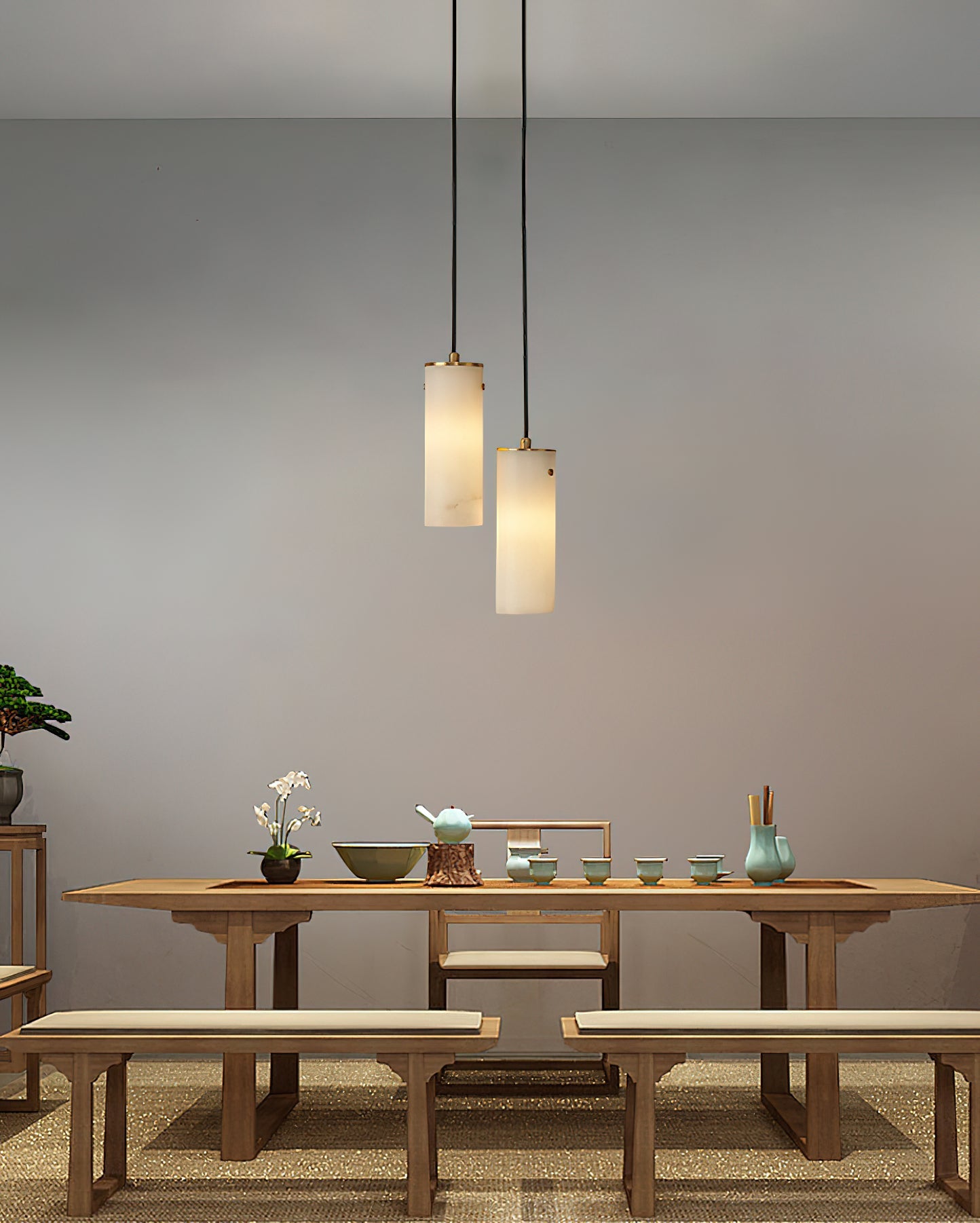 Nula Vertical Alabaster Pendant Light, view 7