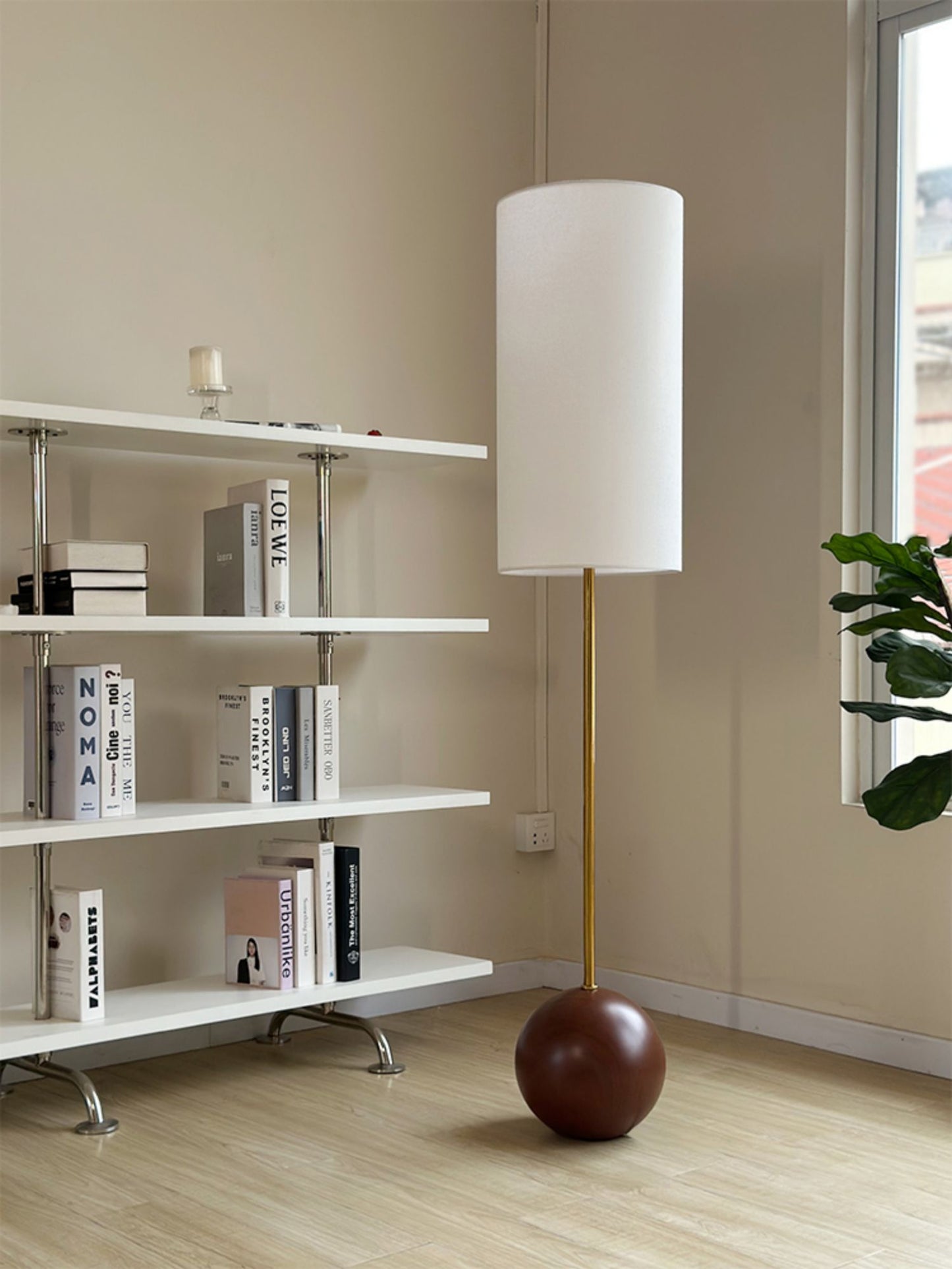 Orbis Wooden Sphere Floor Lamp, view 4