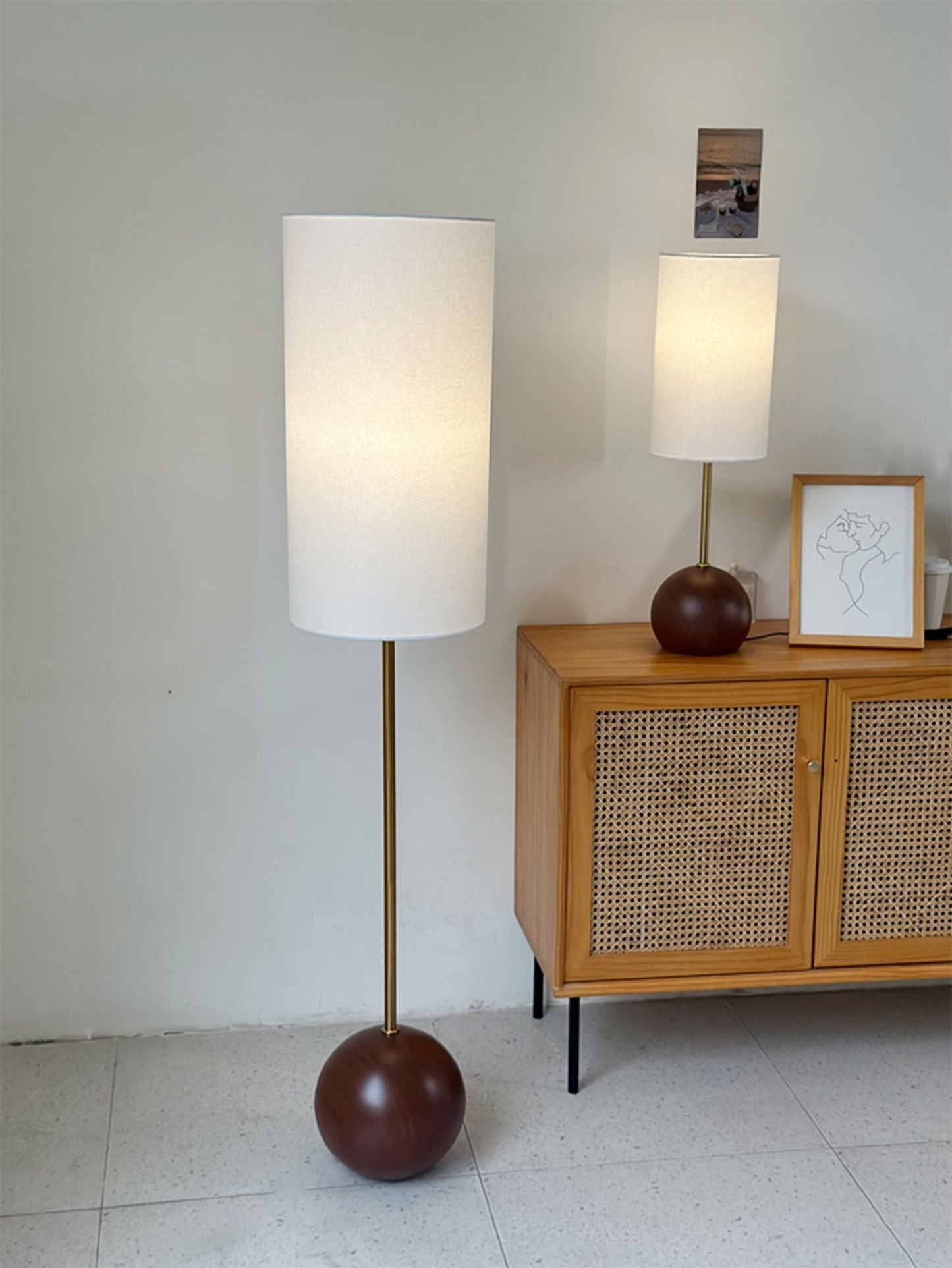 Orbis Wooden Sphere Floor Lamp, view 5