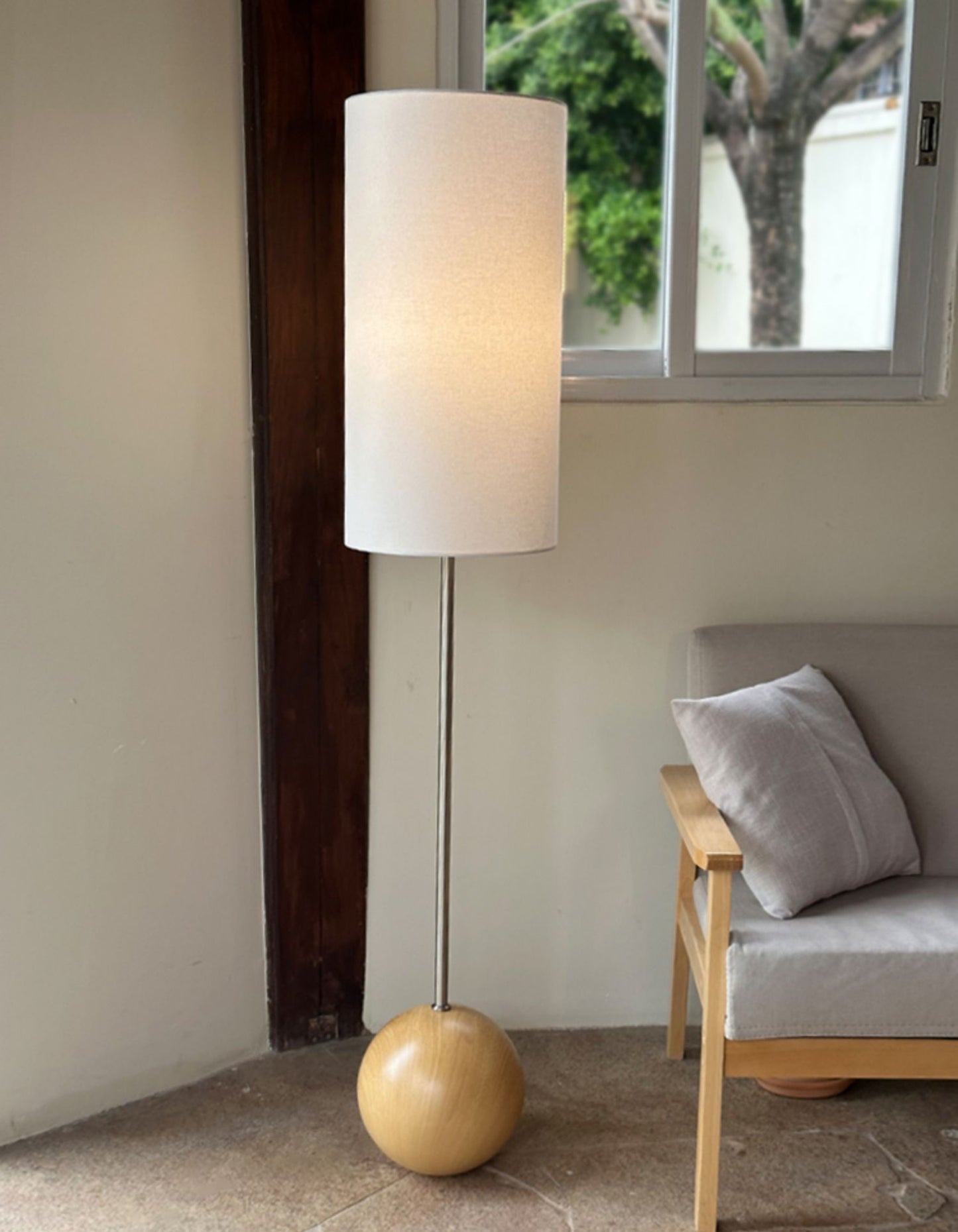 Orbis Wooden Sphere Floor Lamp, view 8