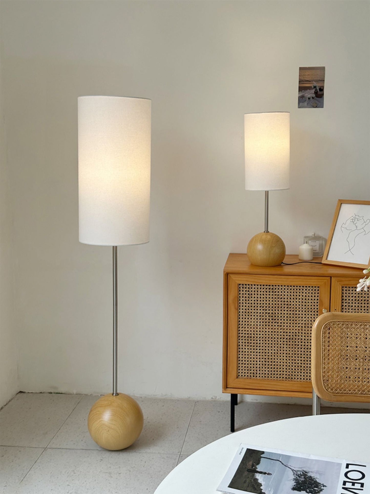 Orbis Wooden Sphere Floor Lamp, detail