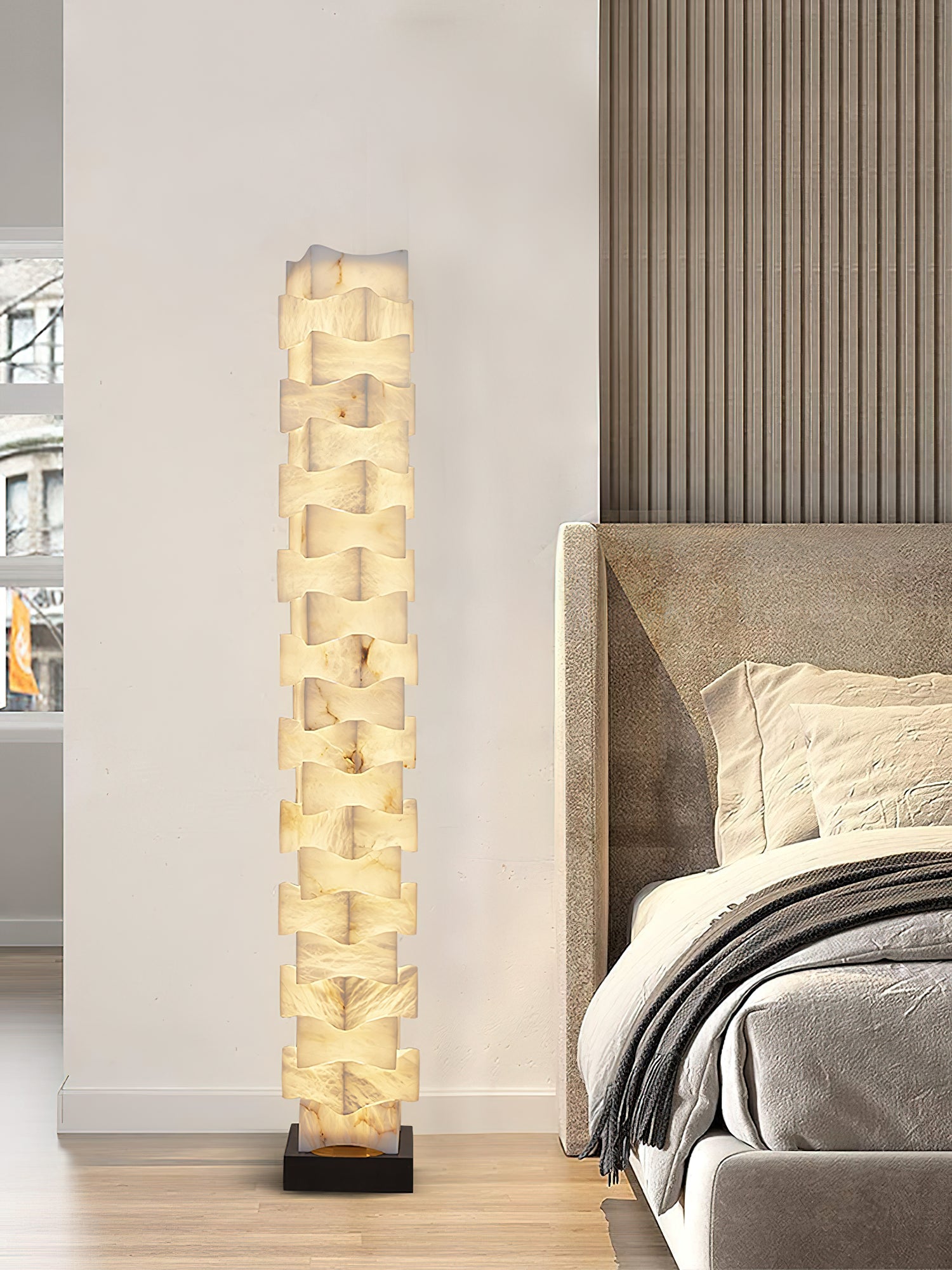 Stacked Alabaster Floor Light, view 19