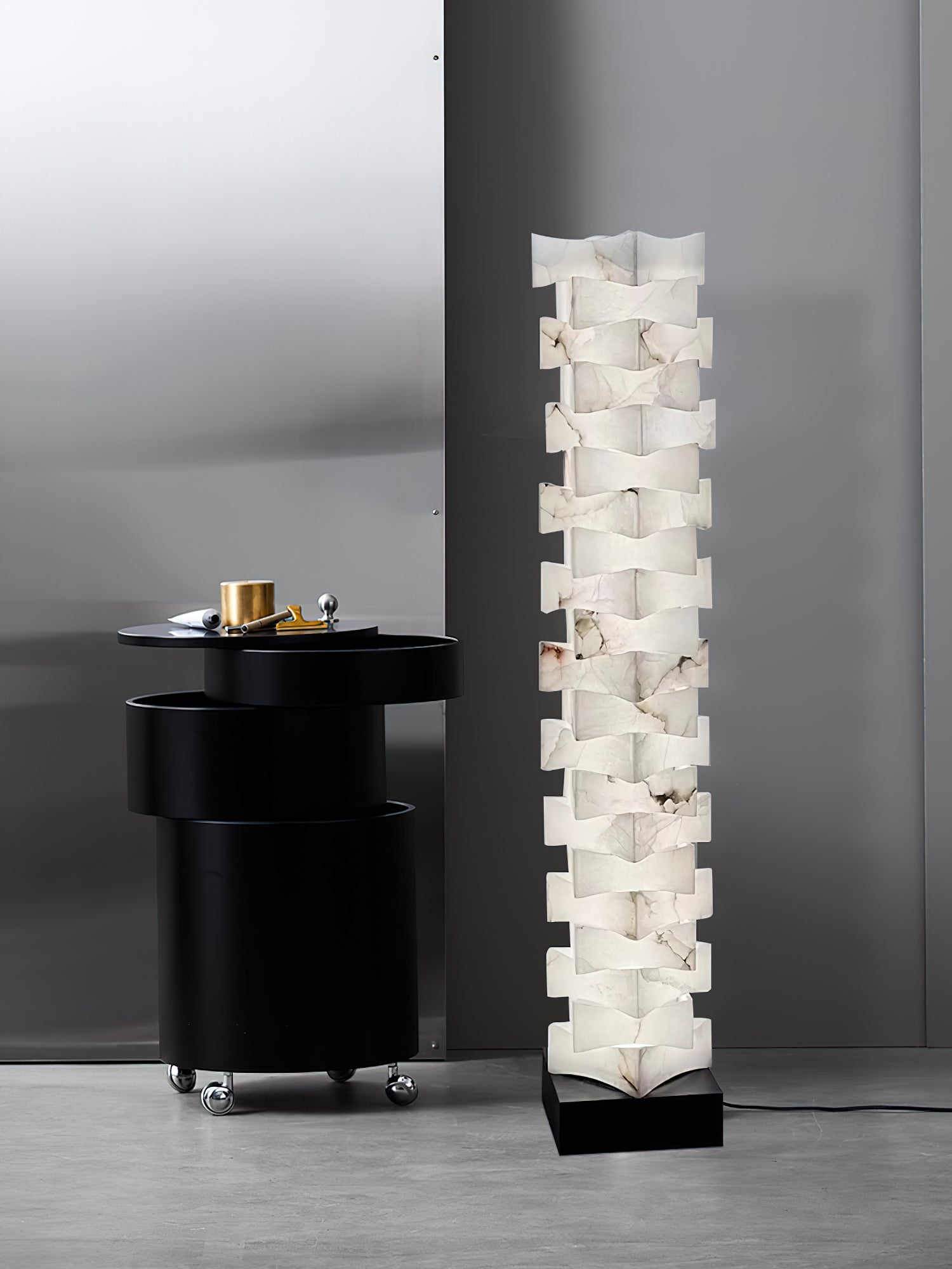Stacked Alabaster Floor Light, view 21