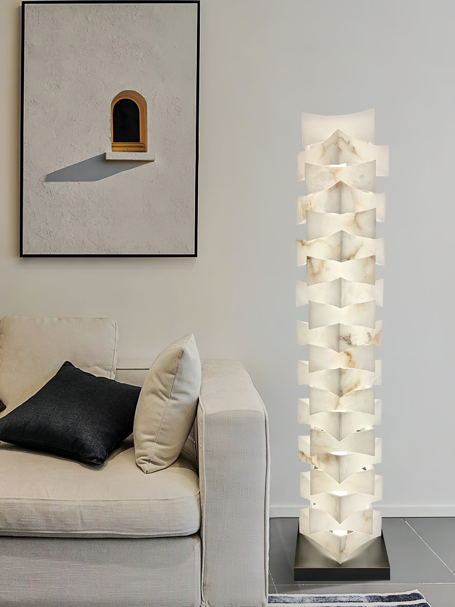 Stacked Alabaster Floor Light, view 23