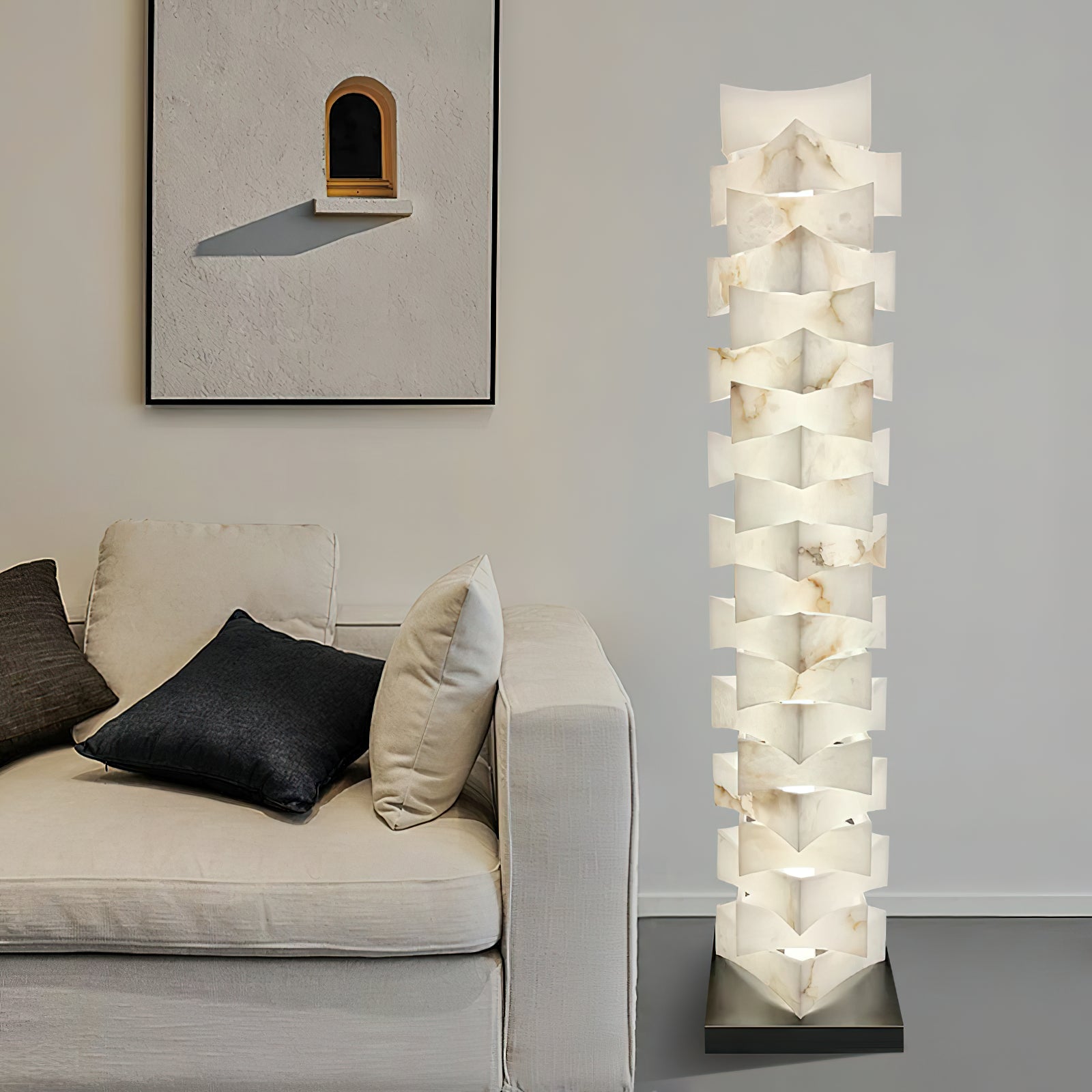 Stacked Alabaster Floor Light, view 5