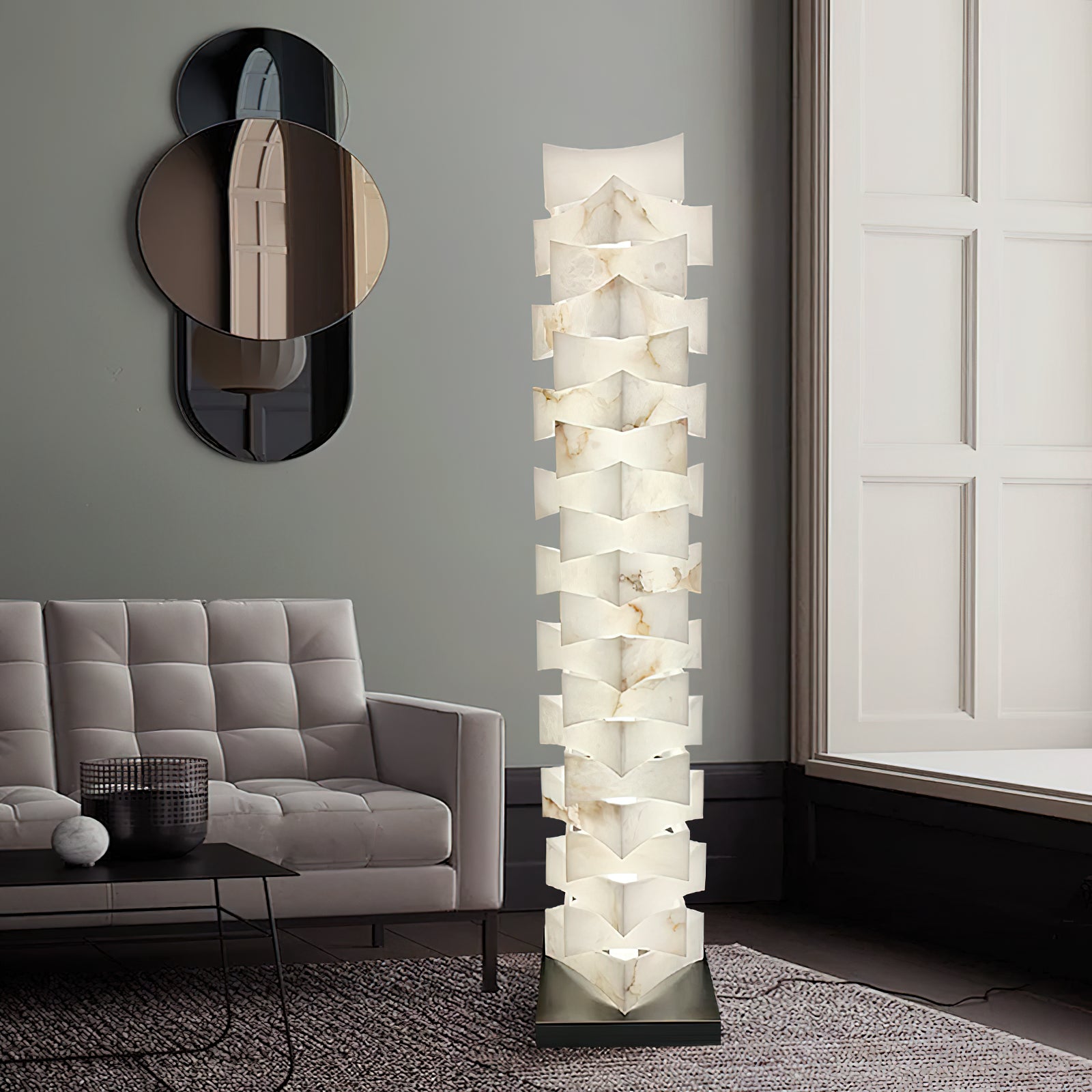Stacked Alabaster Floor Light