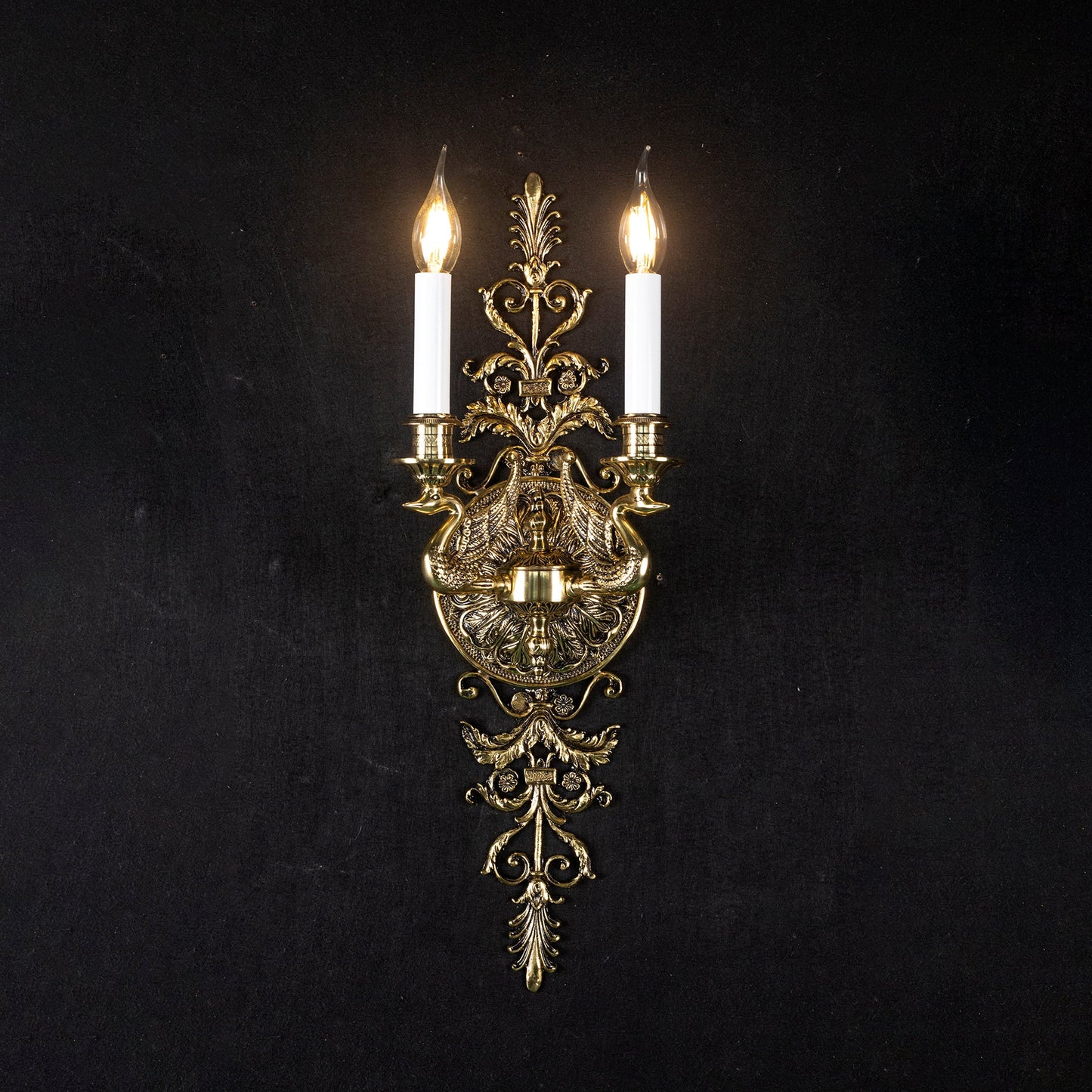 Aurelia Brass Double-Candle Wall Sconce