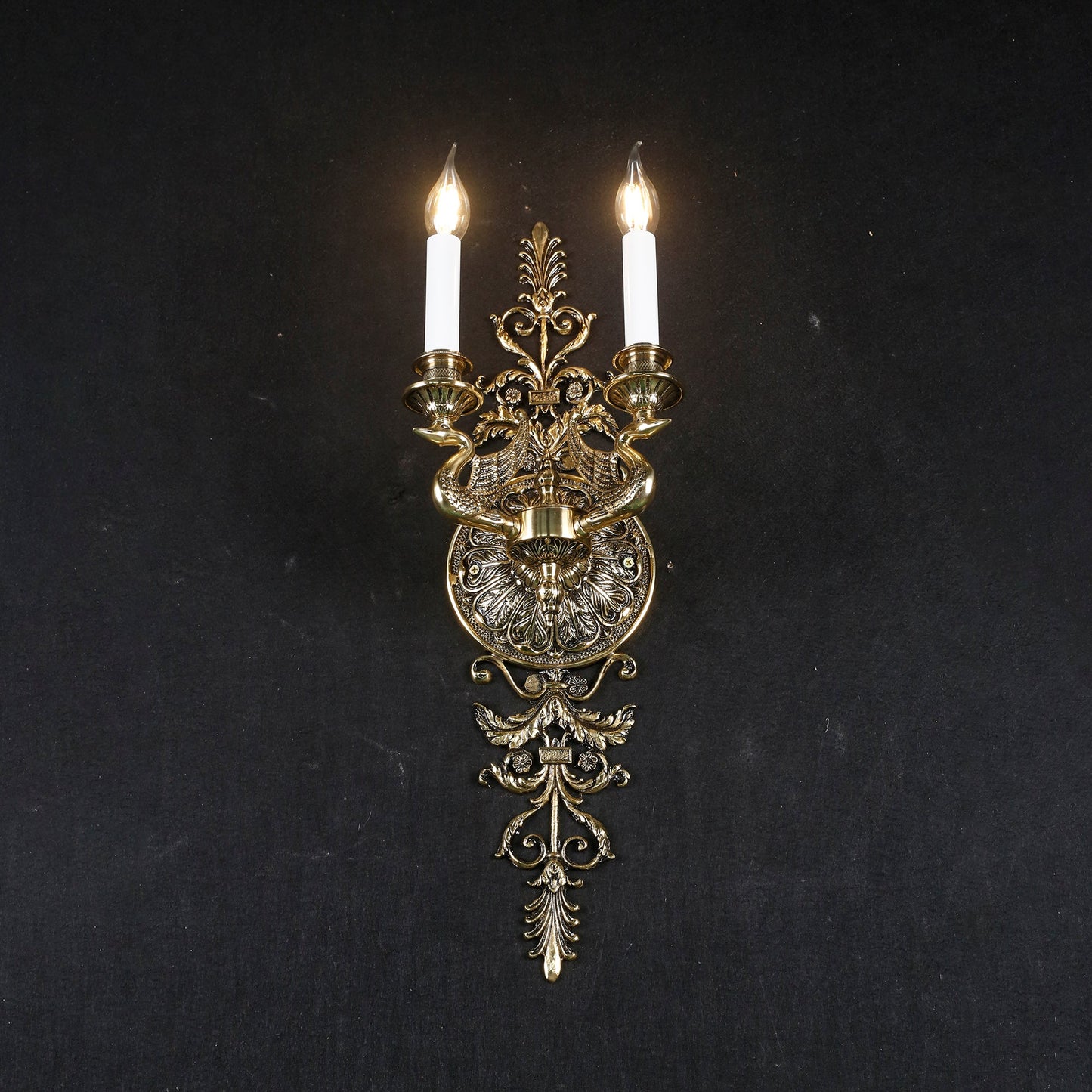 Aurelia Brass Double-Candle Wall Sconce