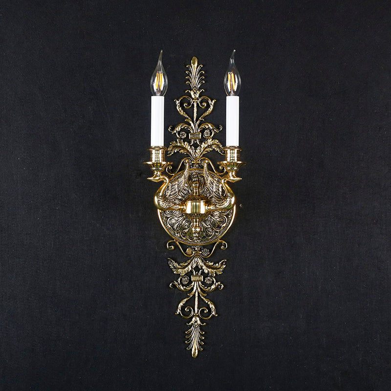 Aurelia Brass Double-Candle Wall Sconce