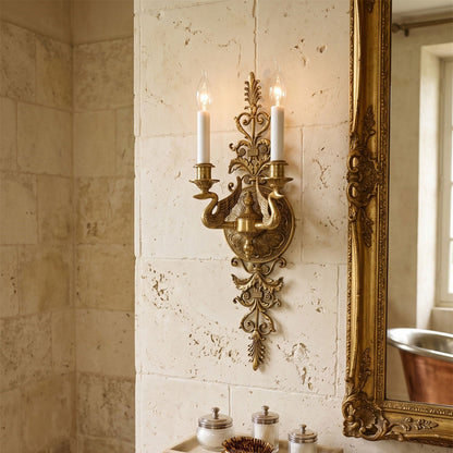 Aurelia Brass Double-Candle Wall Sconce