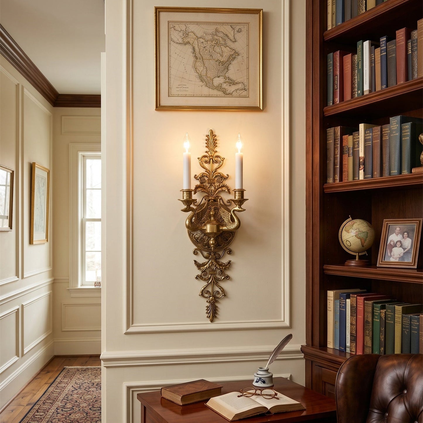 Aurelia Brass Double-Candle Wall Sconce