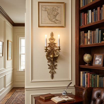 Aurelia Brass Double-Candle Wall Sconce