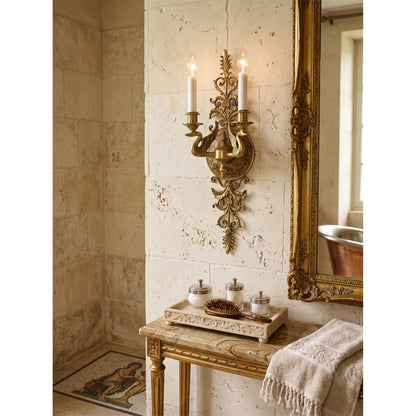 Aurelia Brass Double-Candle Wall Sconce