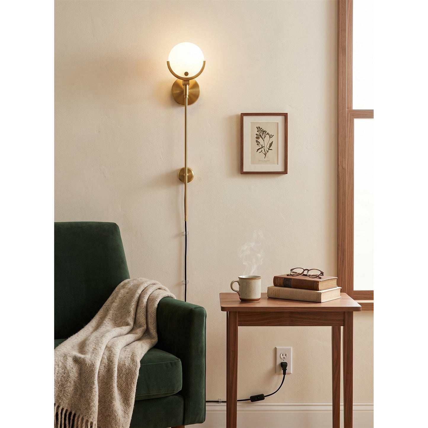 Crescent Cradle Alabaster Plug-in Wall Sconce