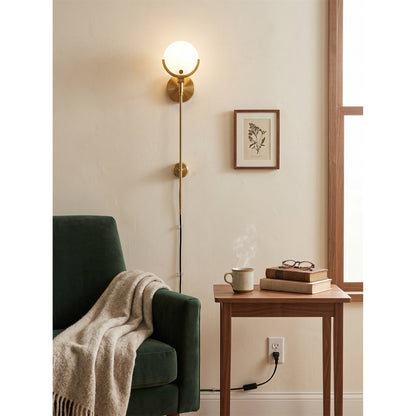 Crescent Cradle Alabaster Plug-in Wall Sconce