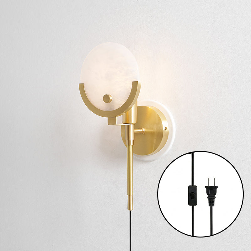 Crescent Cradle Alabaster Plug-in Wall Sconce