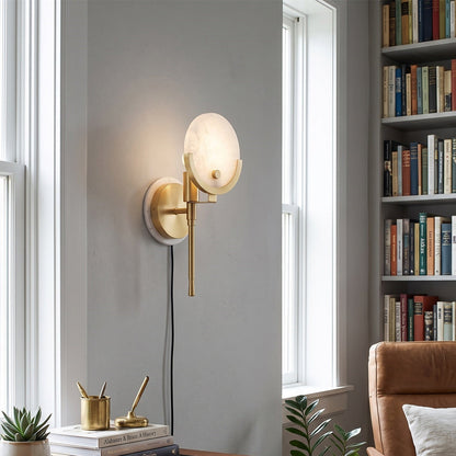 Crescent Cradle Alabaster Plug-in Wall Sconce