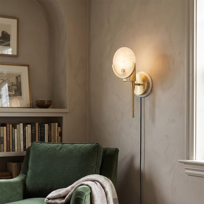 Crescent Cradle Alabaster Plug-in Wall Sconce