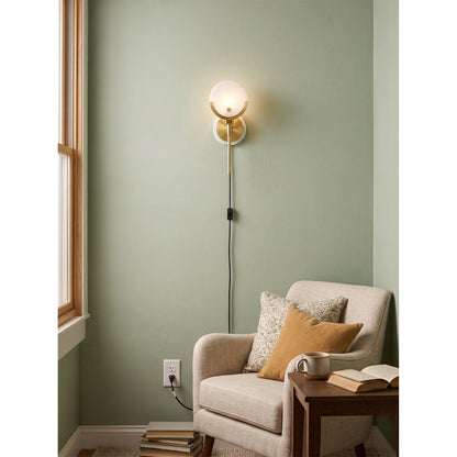 Crescent Cradle Alabaster Plug-in Wall Sconce