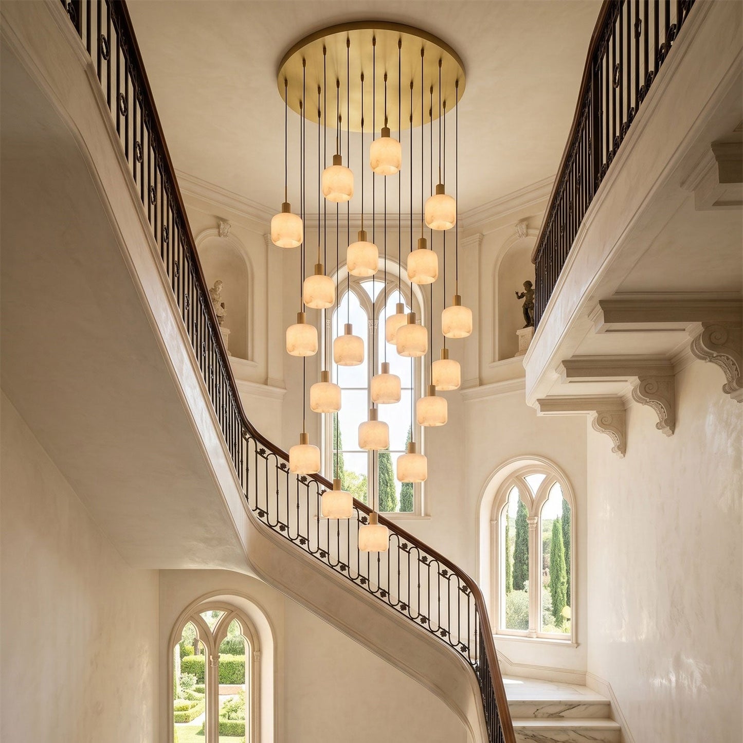 Natural Square Alabaster Chandelier