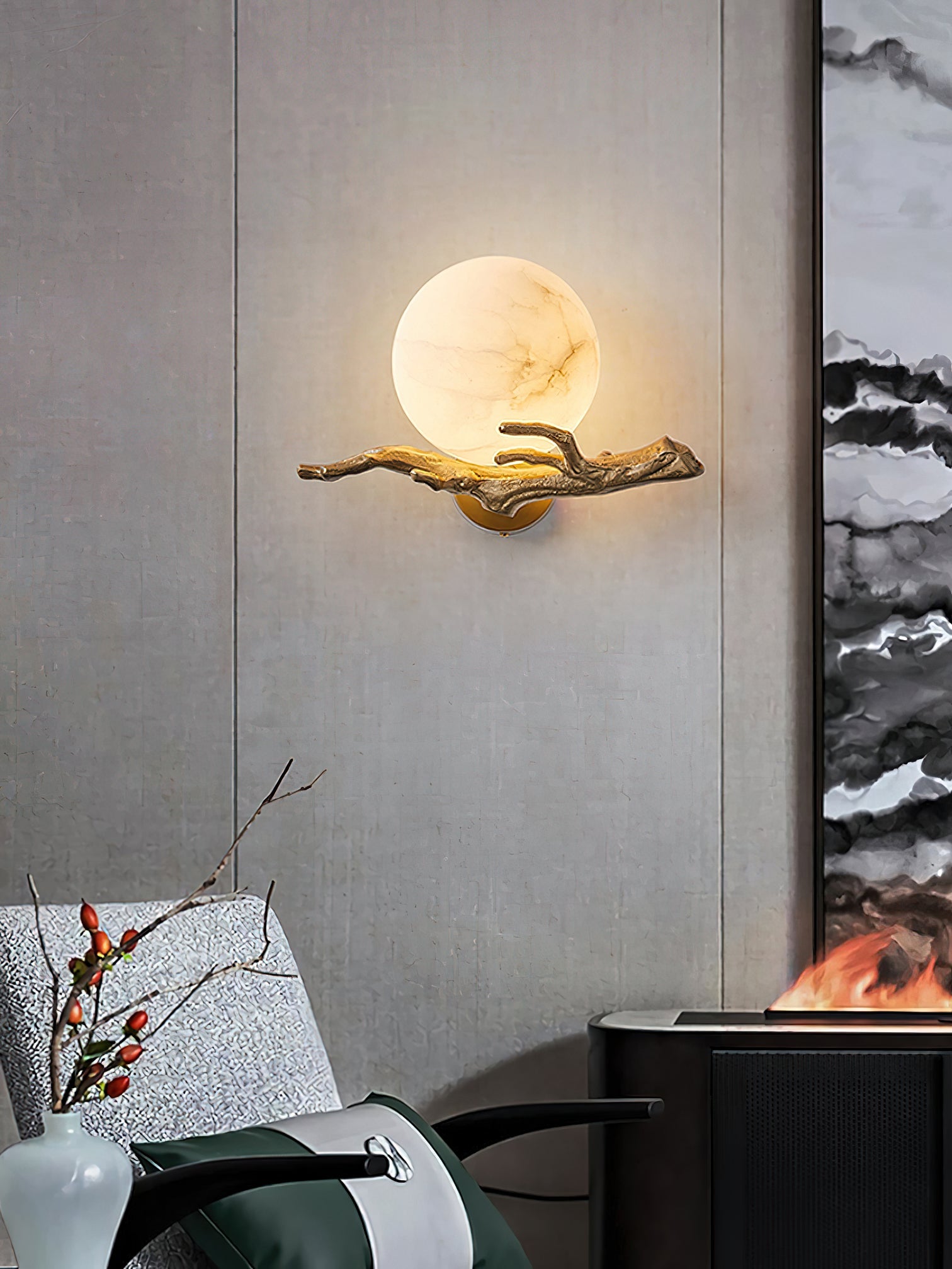 Retro Twigs Alabaster Wall Lamp, view 13