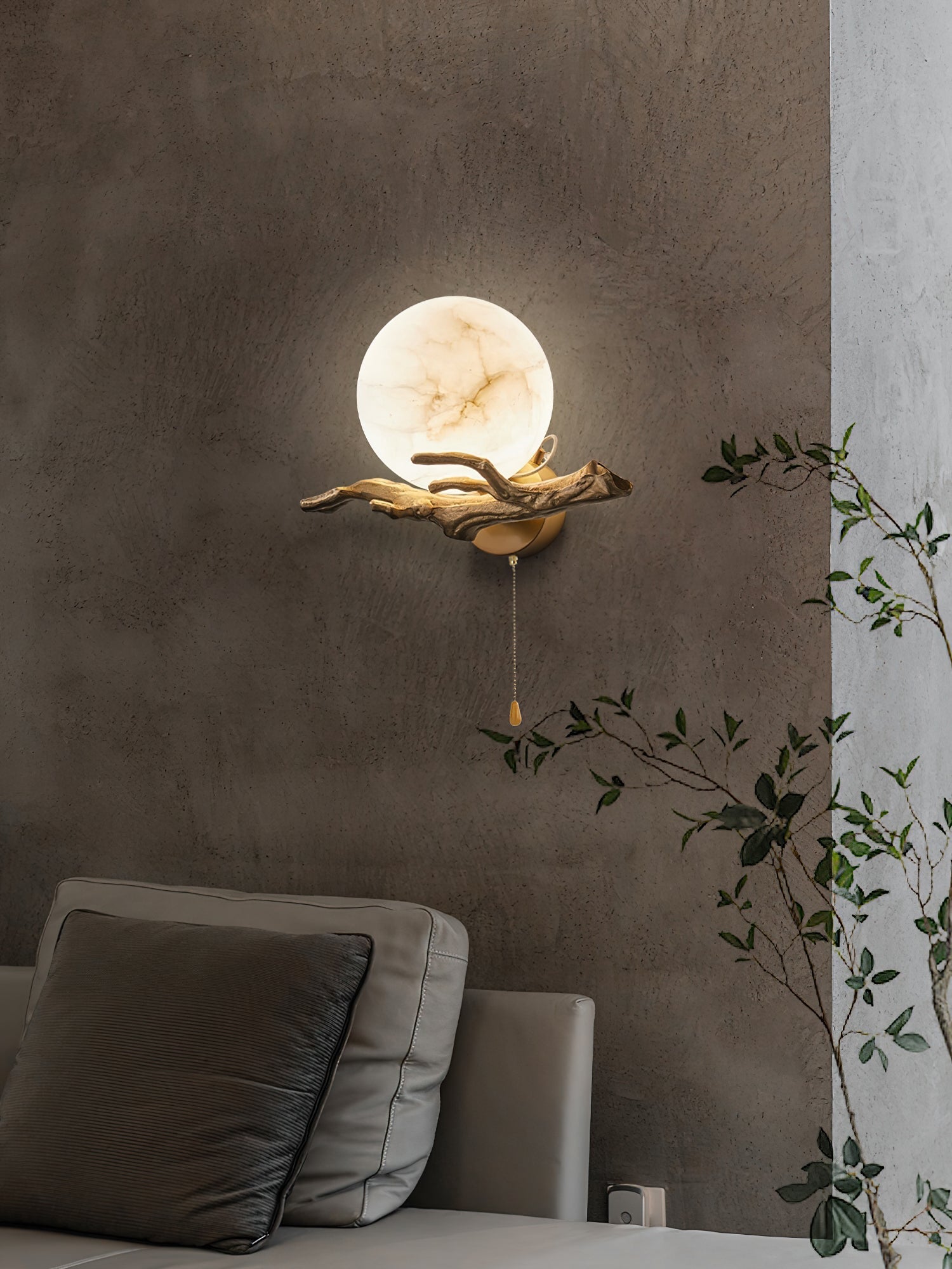 Retro Twigs Alabaster Wall Lamp, view 16