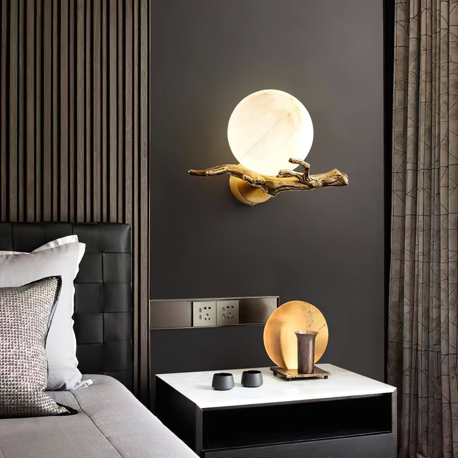 Retro Twigs Alabaster Wall Lamp, alternate view