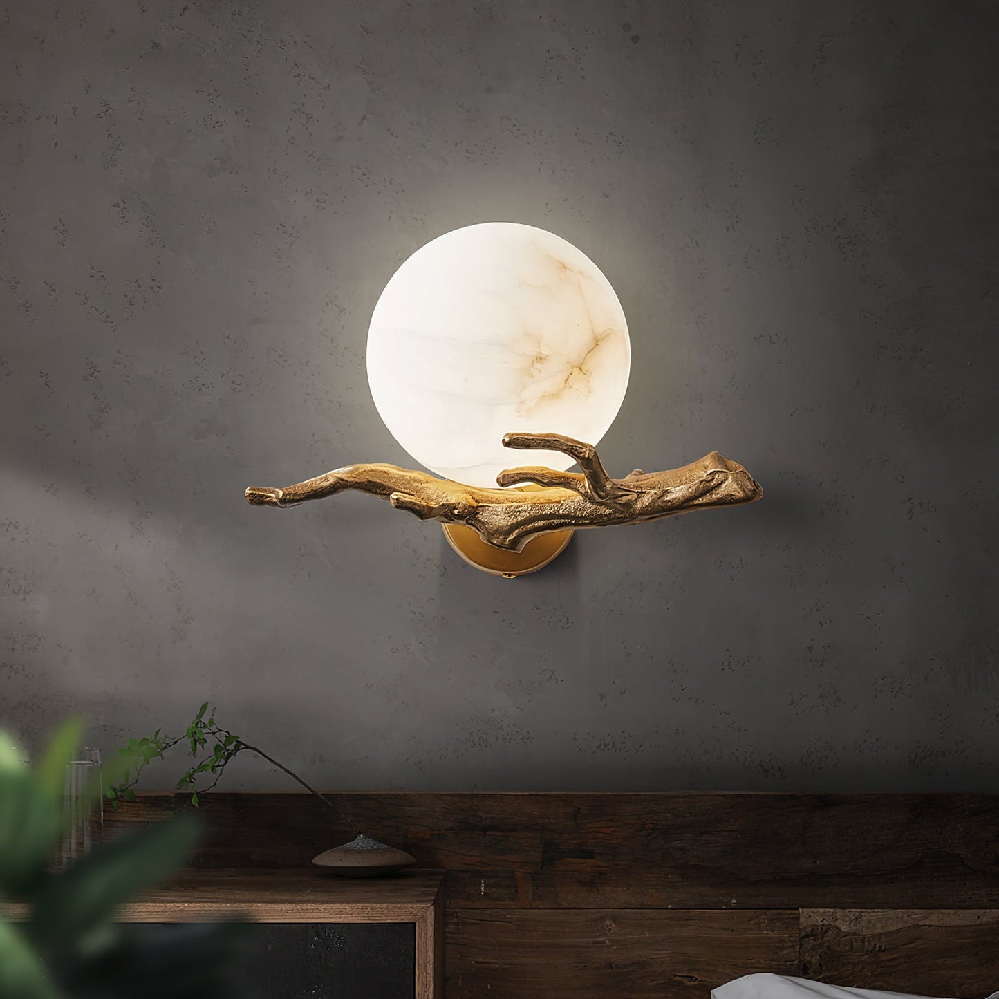Retro Twigs Alabaster Wall Lamp, view 8