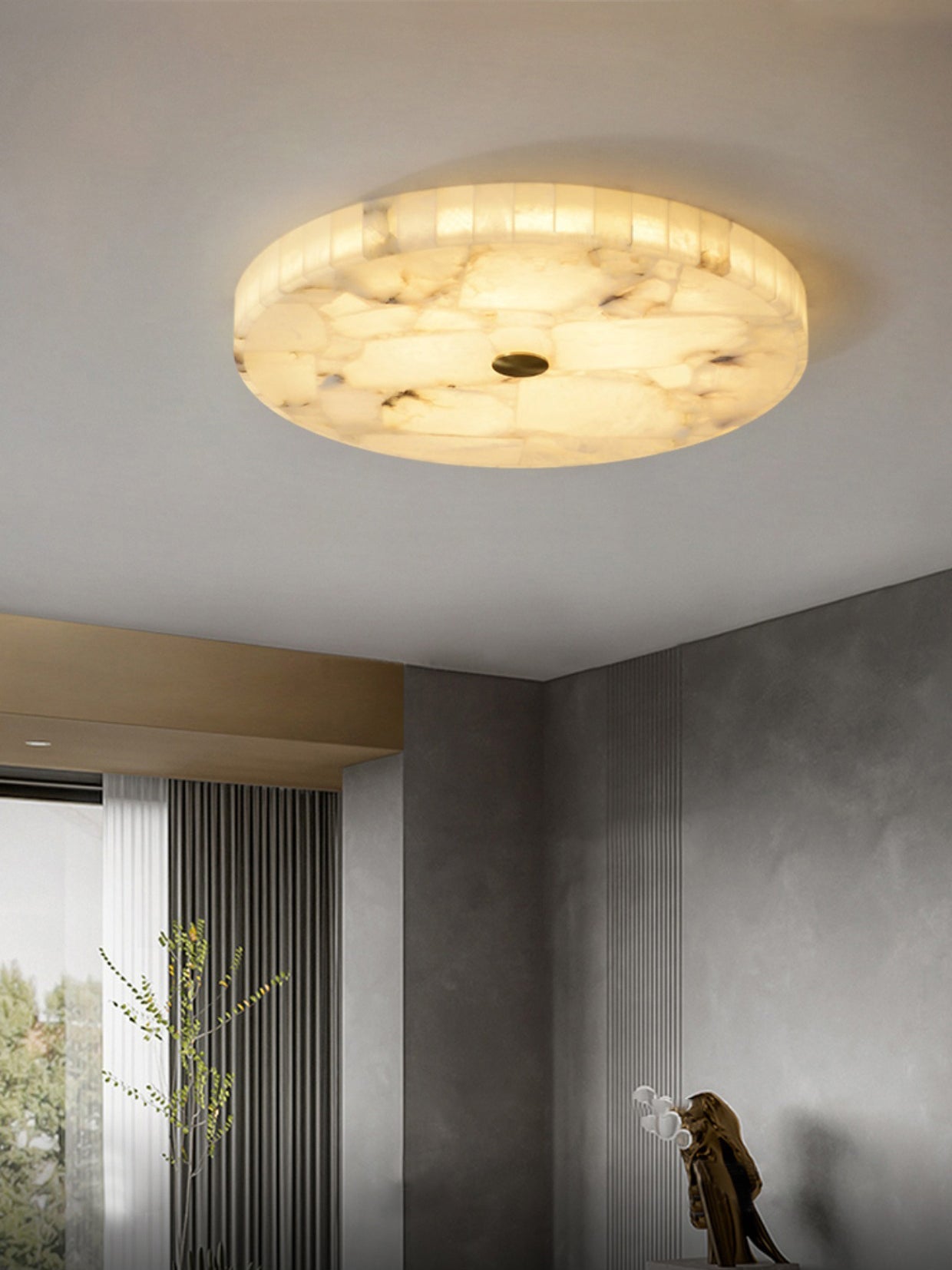 Round Mosaic Alabaster Ceiling Lamp – Dimmable, view 23