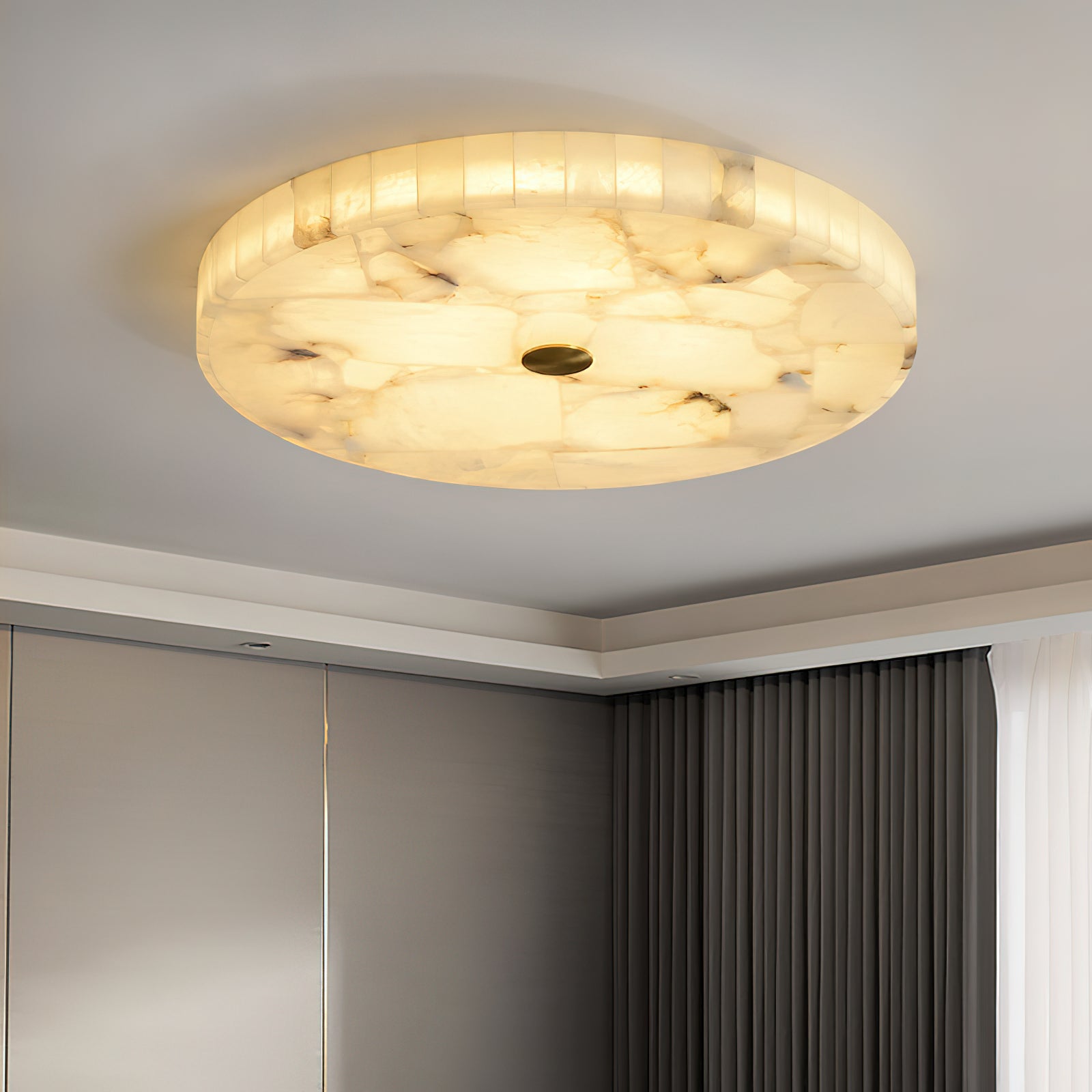 Round Mosaic Alabaster Ceiling Lamp – Dimmable, view 14