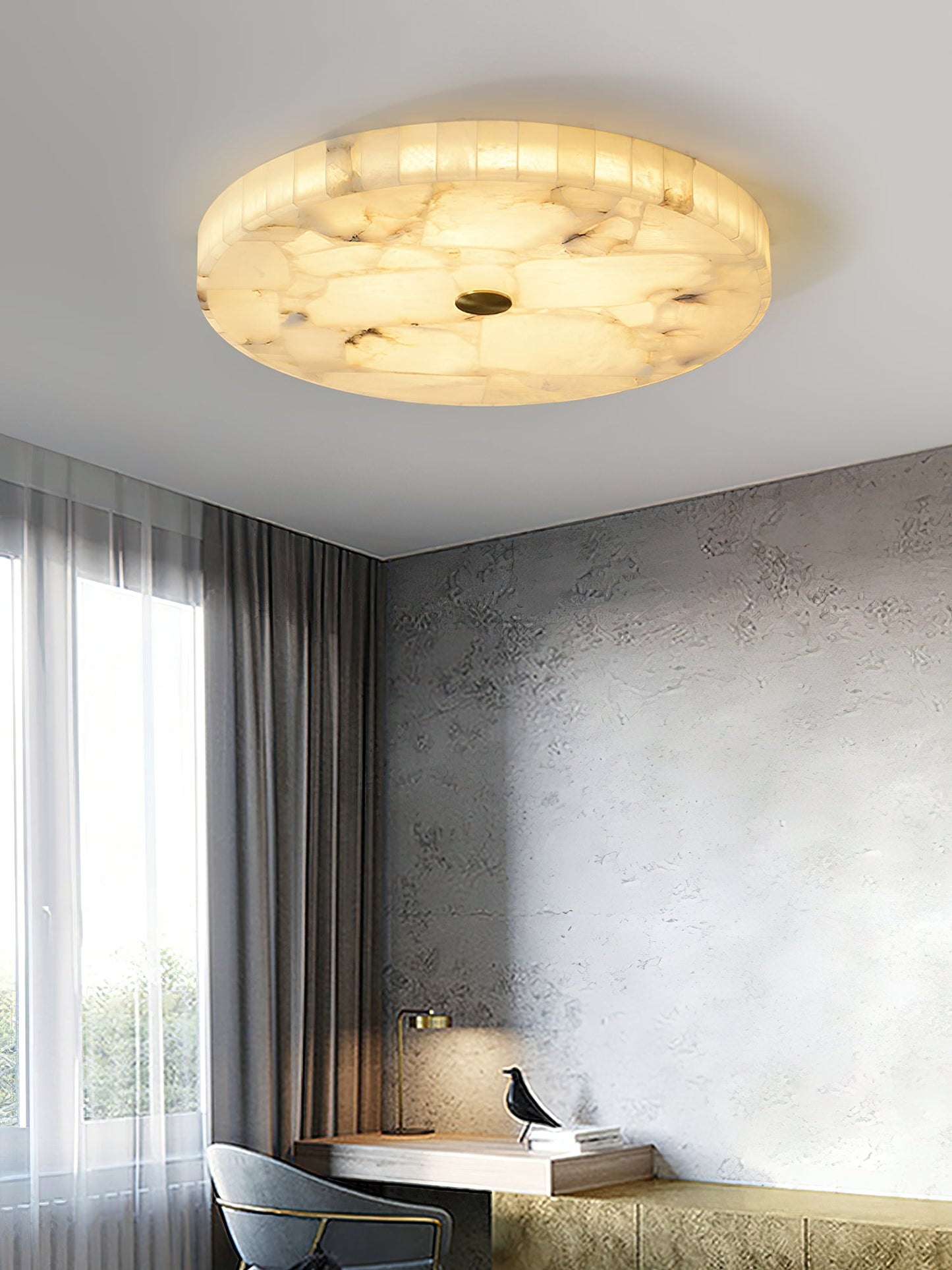Round Mosaic Alabaster Ceiling Lamp – Dimmable, view 20